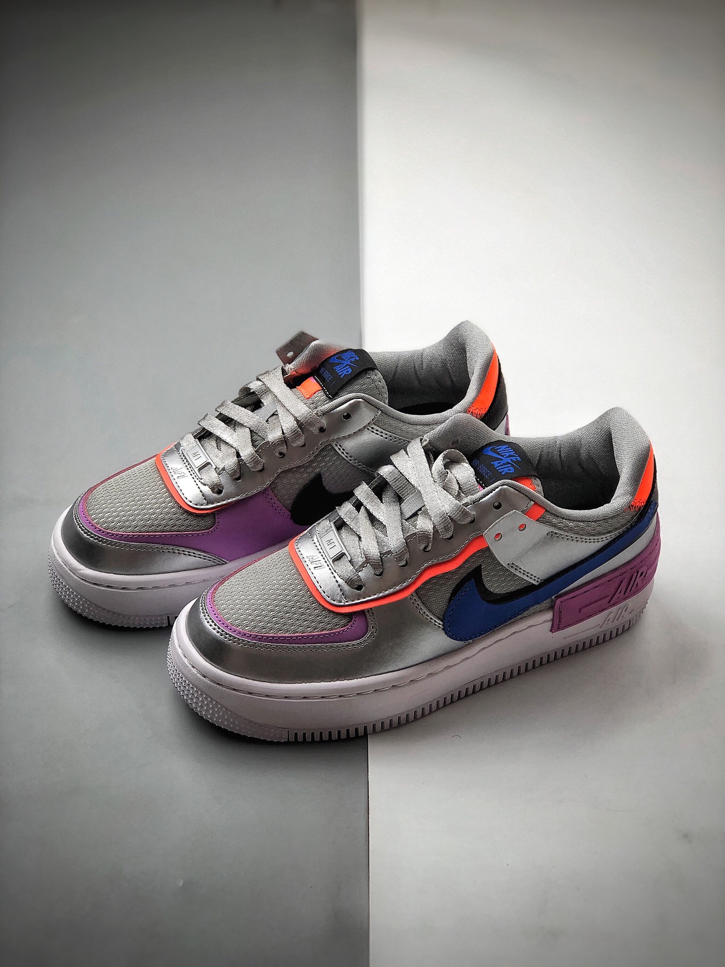 200  公司级 NK WMNS Air Force 1 Shadow 银紫 轻量增高低帮百搭板鞋CW6030-001