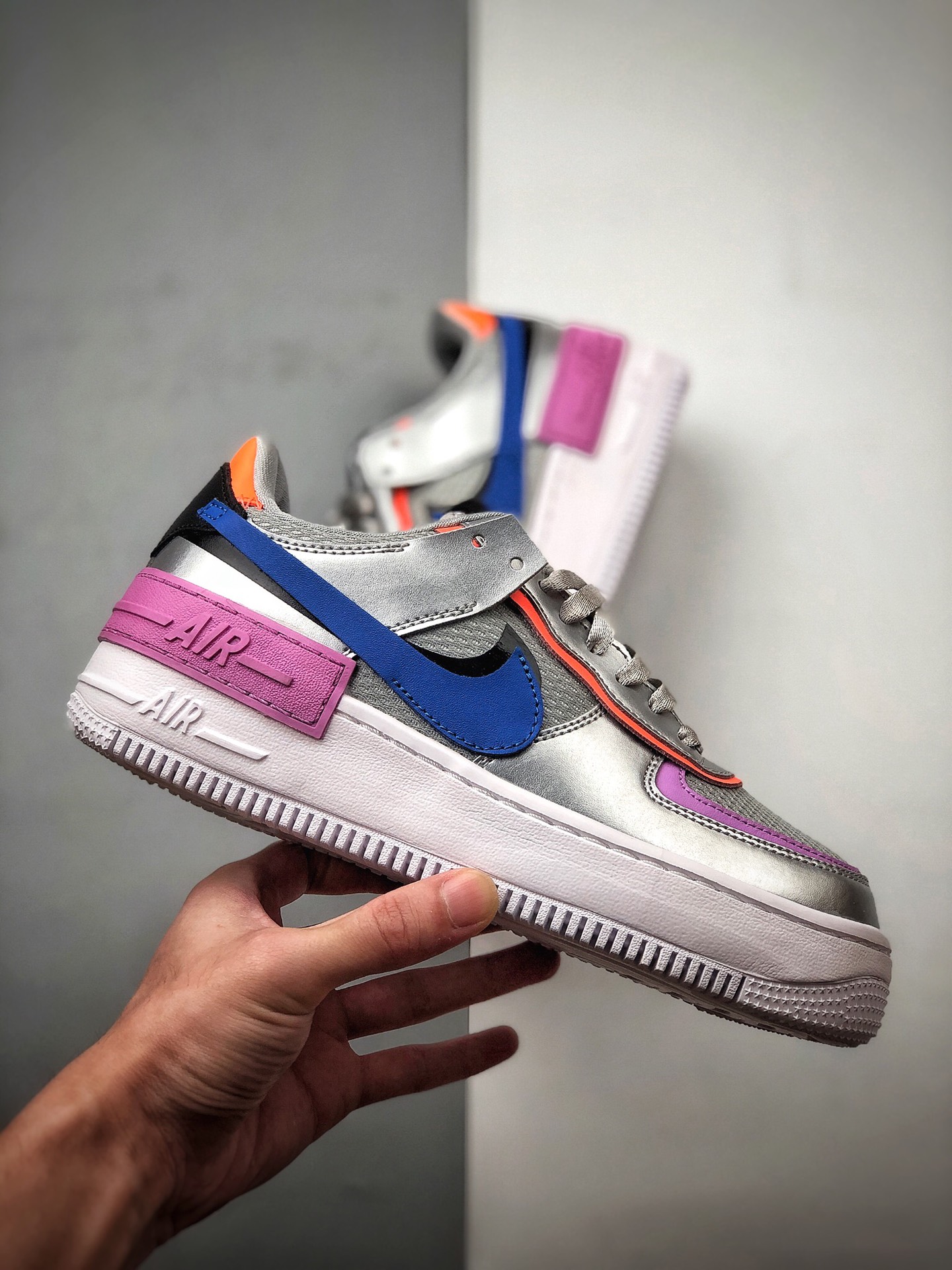 200  公司级 NK WMNS Air Force 1 Shadow 银紫 轻量增高低帮百搭板鞋CW6030-001