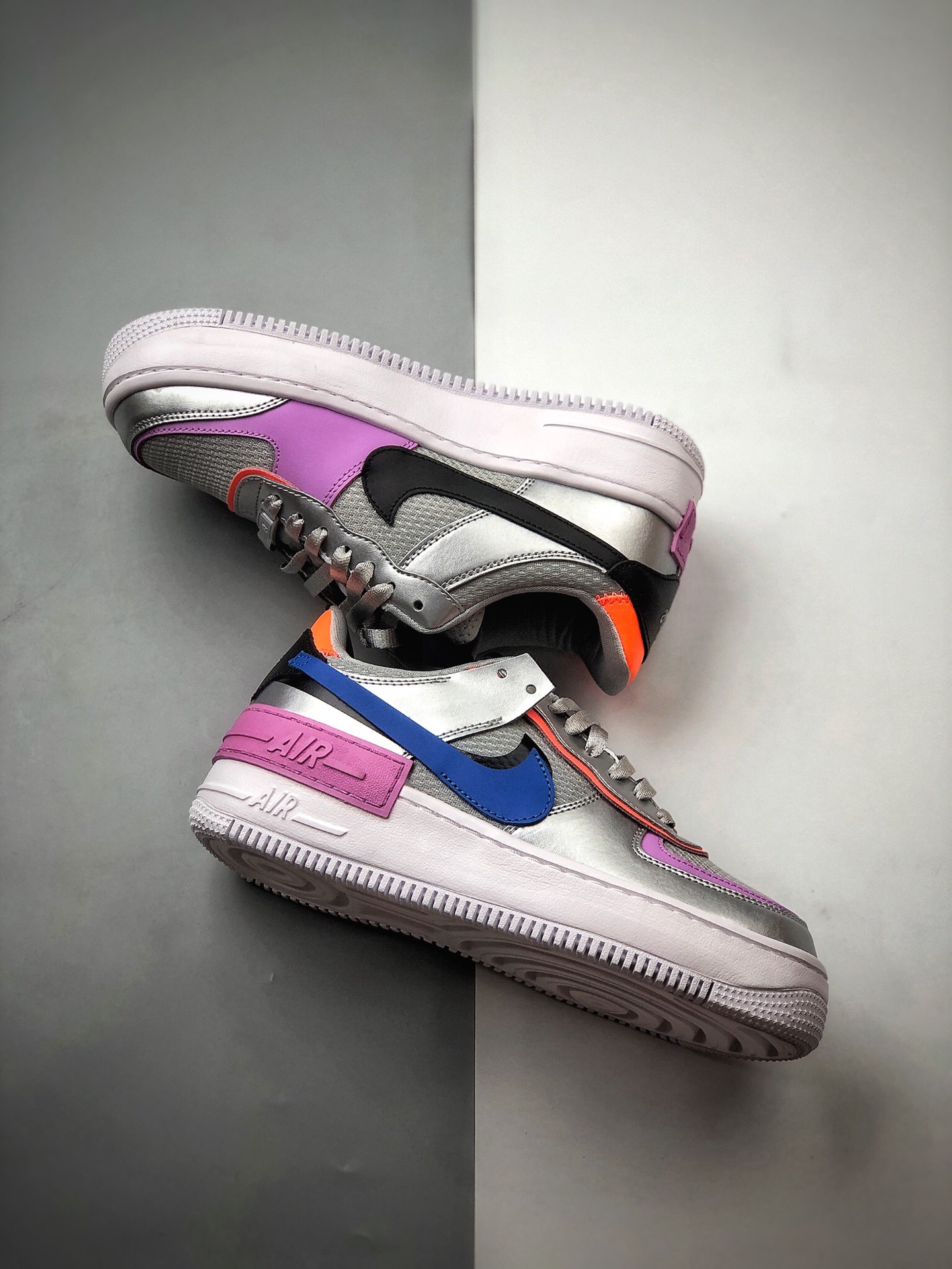 200  公司级 NK WMNS Air Force 1 Shadow 银紫 轻量增高低帮百搭板鞋CW6030-001