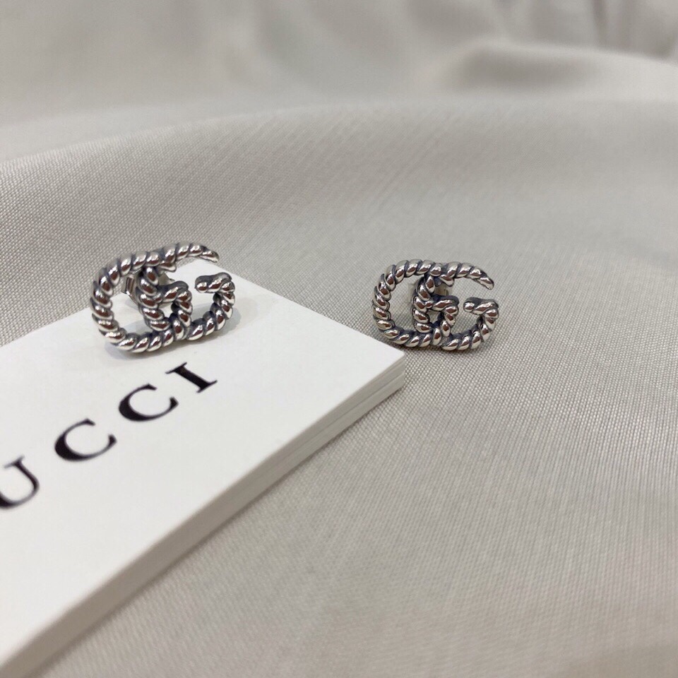 NO:102882,Gucci double G thread earrings material s925 silver, Gucci earrings, gucci, gucci19860909Gucci古驰双G螺纹耳钉 材质s925银,古驰耳钉,gucci,gucci,Jewelry
