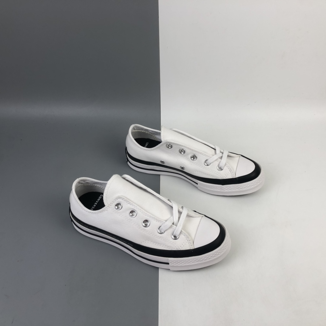 150 Converse Chuck Taylor All Star 1970s OX”Black/White”复古三星标低帮休闲运动硫化百搭板鞋“帆布白丝绸黑印花”161208C