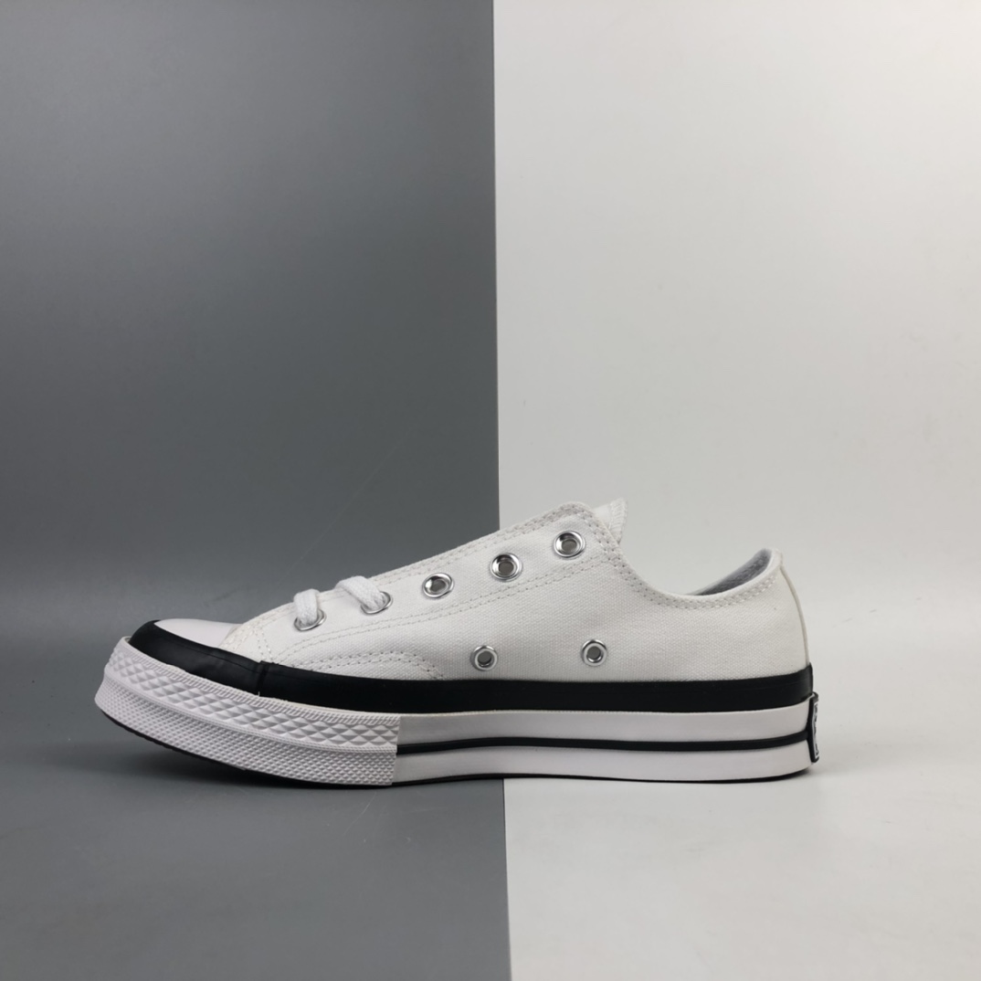 150 Converse Chuck Taylor All Star 1970s OX”Black/White”复古三星标低帮休闲运动硫化百搭板鞋“帆布白丝绸黑印花”161208C