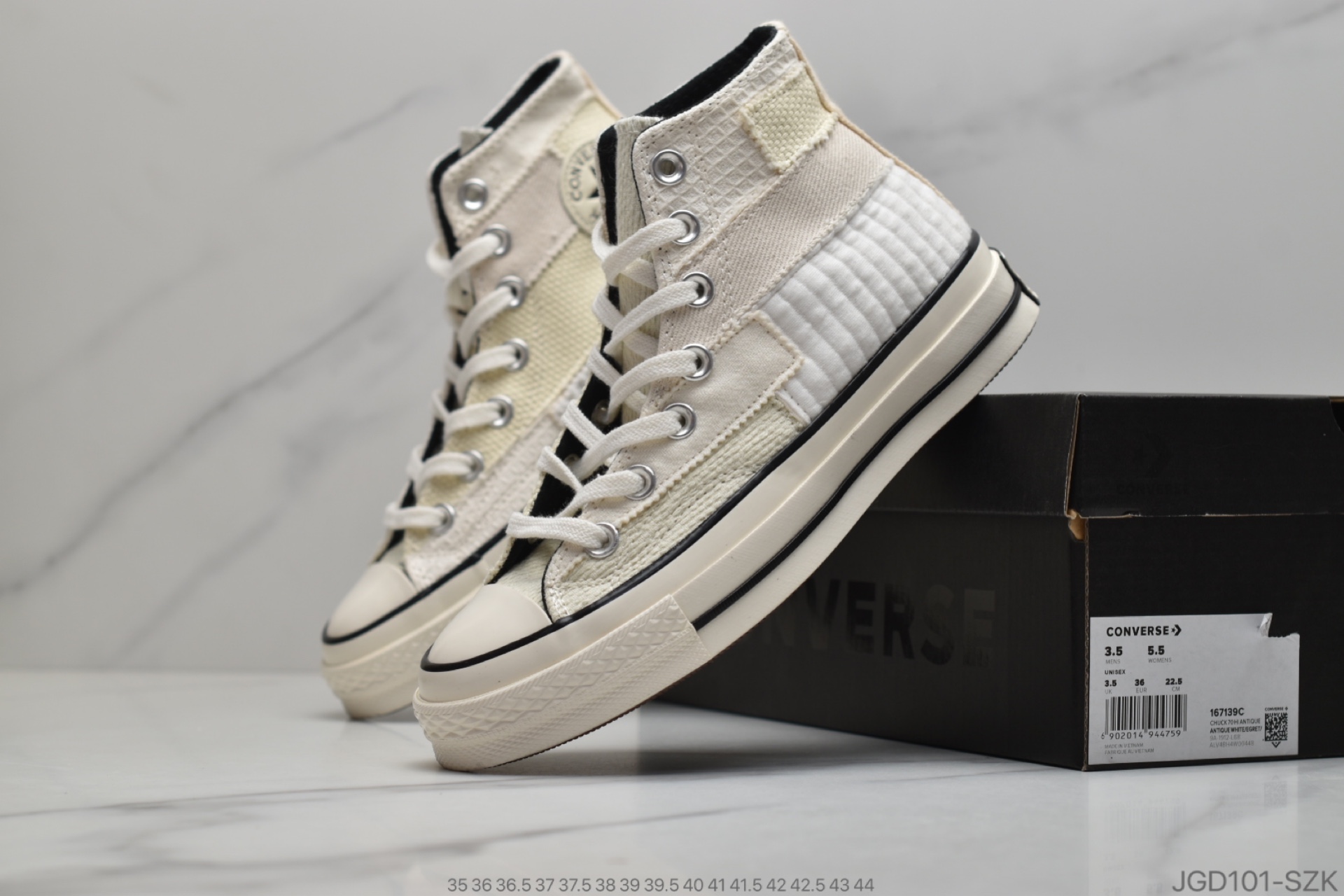 180 匡威Converse 1970 High“White”“拼接双鞋”高帮硫化休闲运动板鞋 167139C