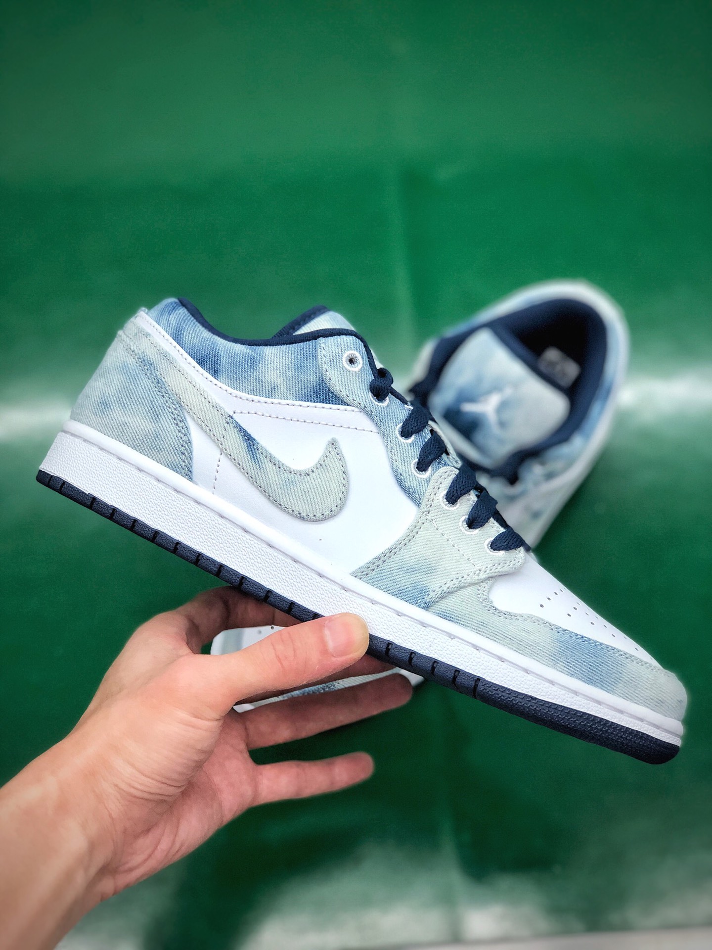 270 乔丹Air Jordan 1 Low 丹宁扎染水洗蓝AJ1乔1低帮休闲板鞋 CZ8455-100