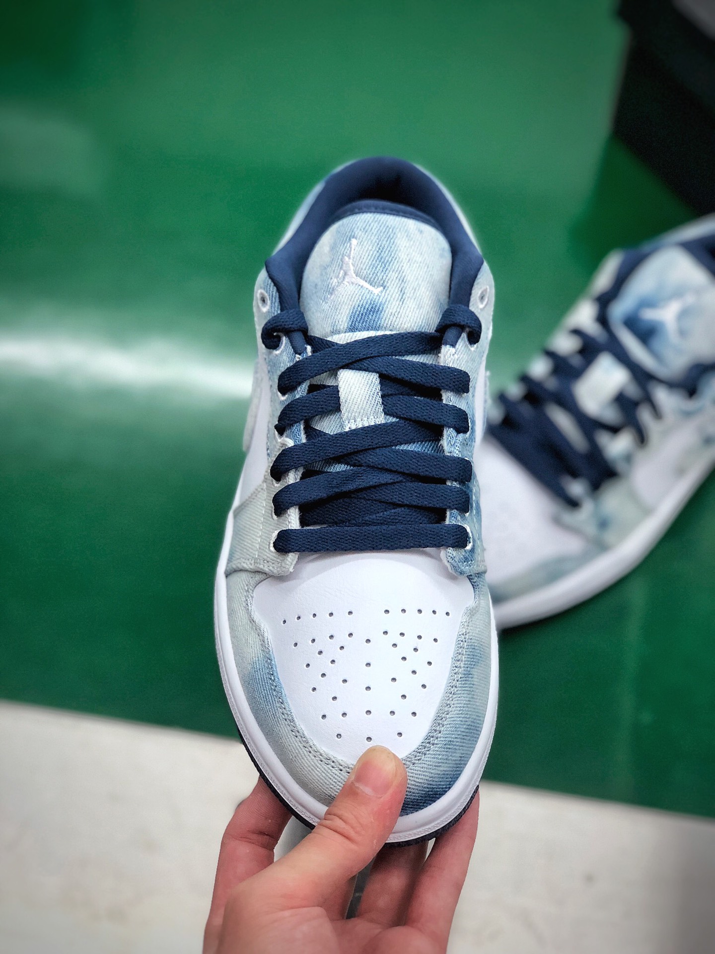 270 乔丹Air Jordan 1 Low 丹宁扎染水洗蓝AJ1乔1低帮休闲板鞋 CZ8455-100