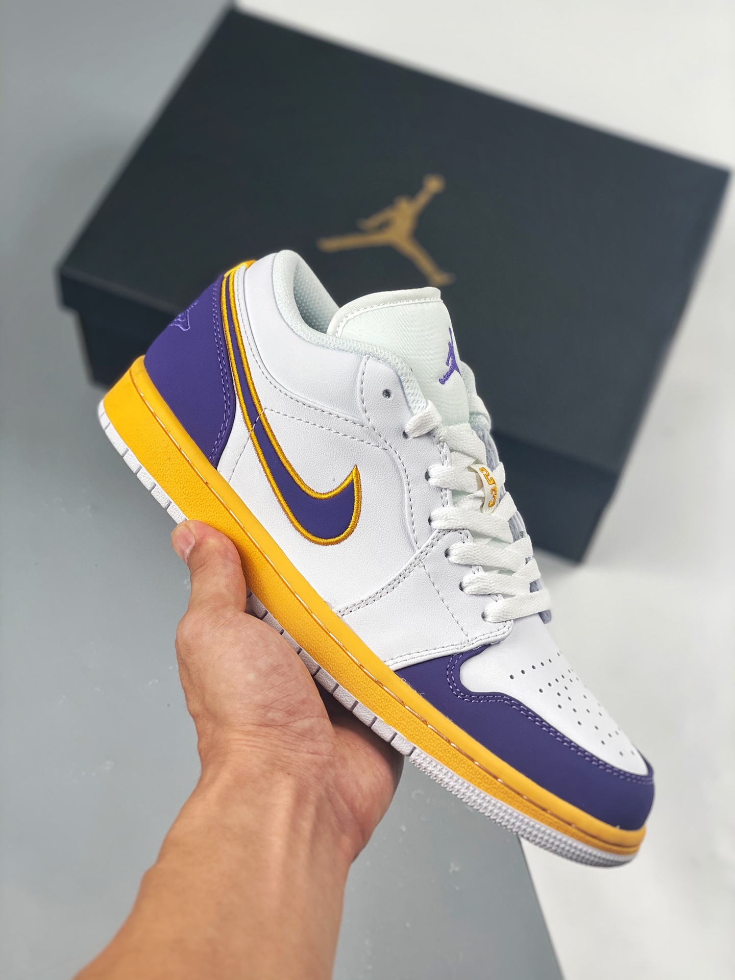 Soporte contra reembolso Air Jordan 1 Púrpura/Lakers Low, nuevo color sincronizado oficial, producto de nivel original …