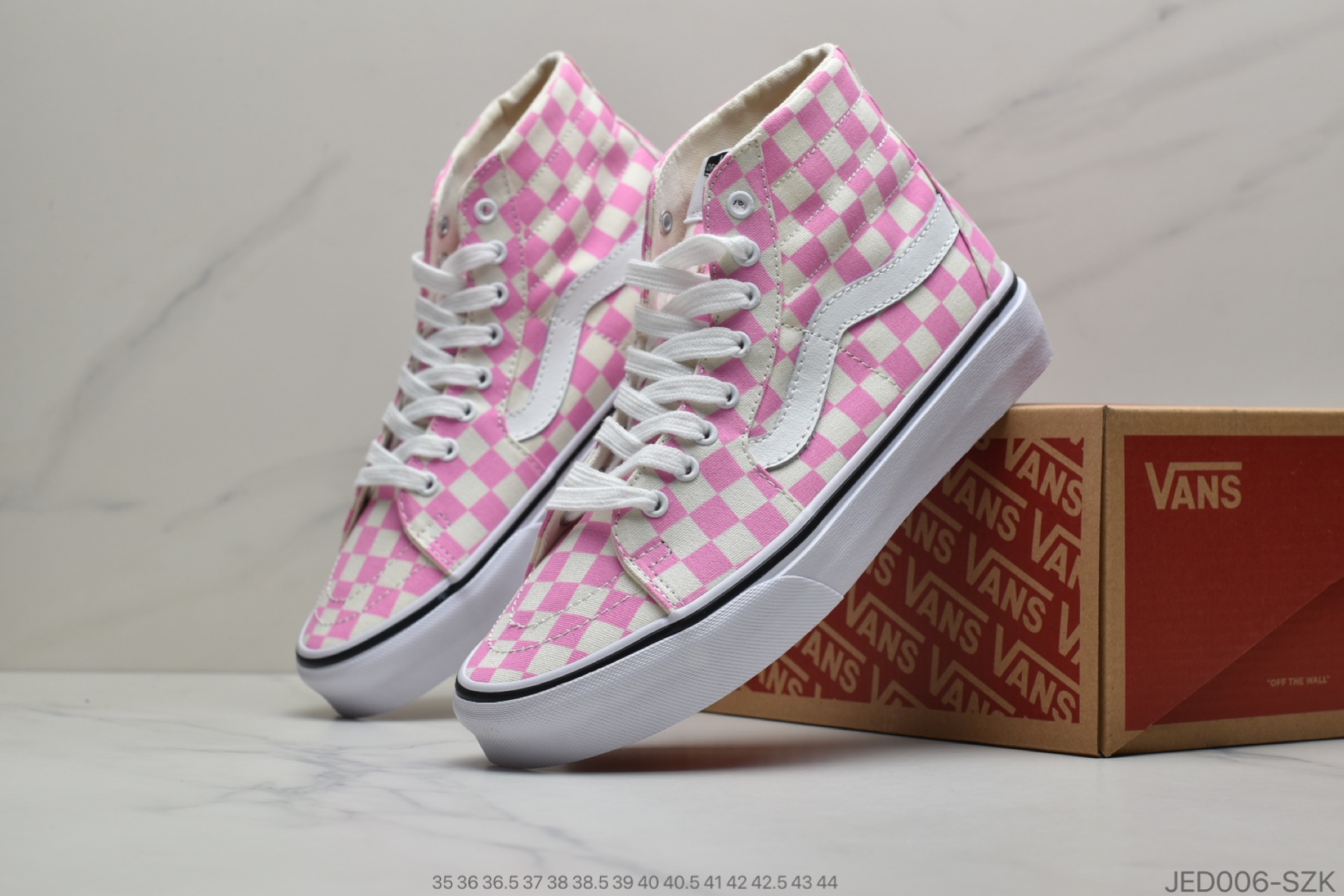 150 公司级万斯VANS SK8-HI粉红棋盘格高帮女鞋帆布鞋板鞋VN0A4U16XHX/V