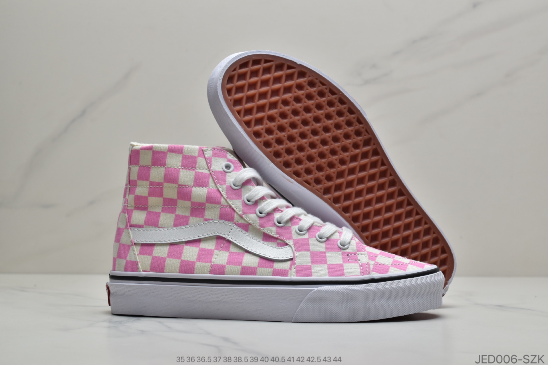 150 公司级万斯VANS SK8-HI粉红棋盘格高帮女鞋帆布鞋板鞋VN0A4U16XHX/V