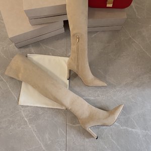 Jimmy Choo Long Boots Genuine Leather Sheepskin Silk