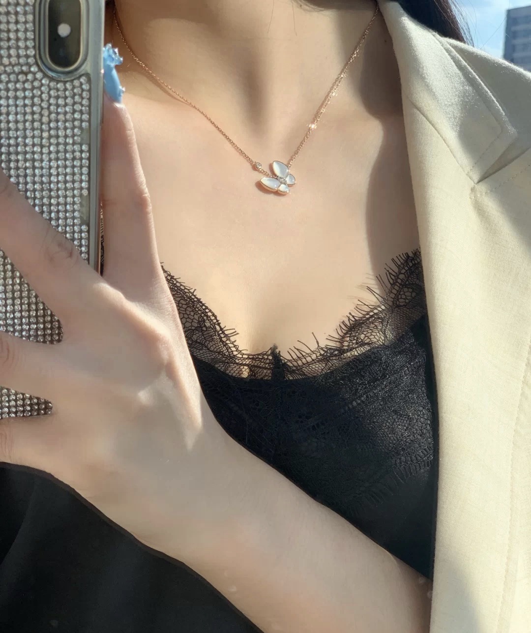 NO:102625,Return today. Is this butterfly so cool? Vac necklace, necklace19860909今日回货 这蝴蝶太飒了有没有,Vac项链,necklace,Jewelry