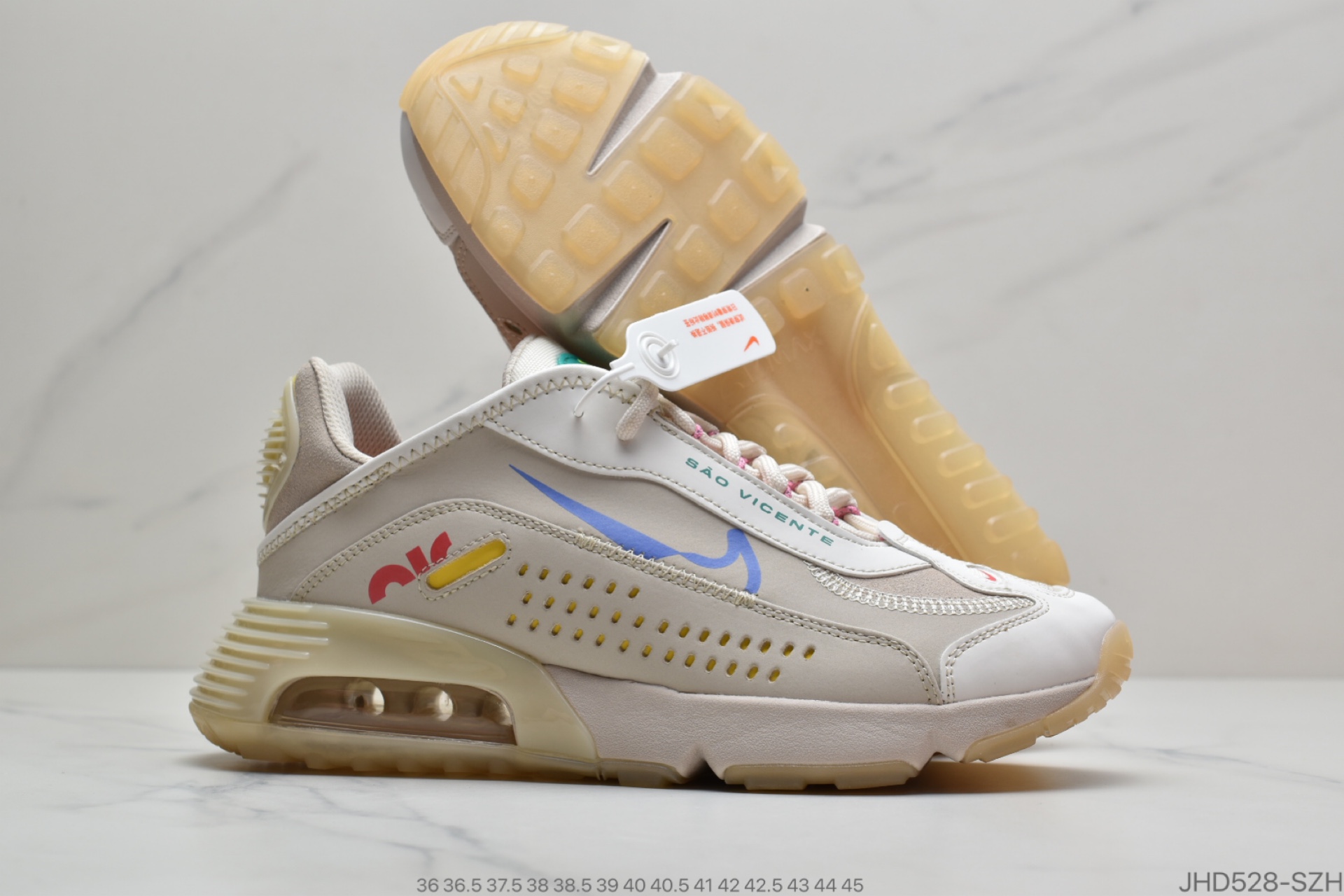 190 Neymar Jr x 耐克Nike Air Max 2090”Neymar Jr”未来科幻太空气垫休闲运动慢跑鞋“麂皮浅沙棕粉蓝绿黄拼色”CU9371-100