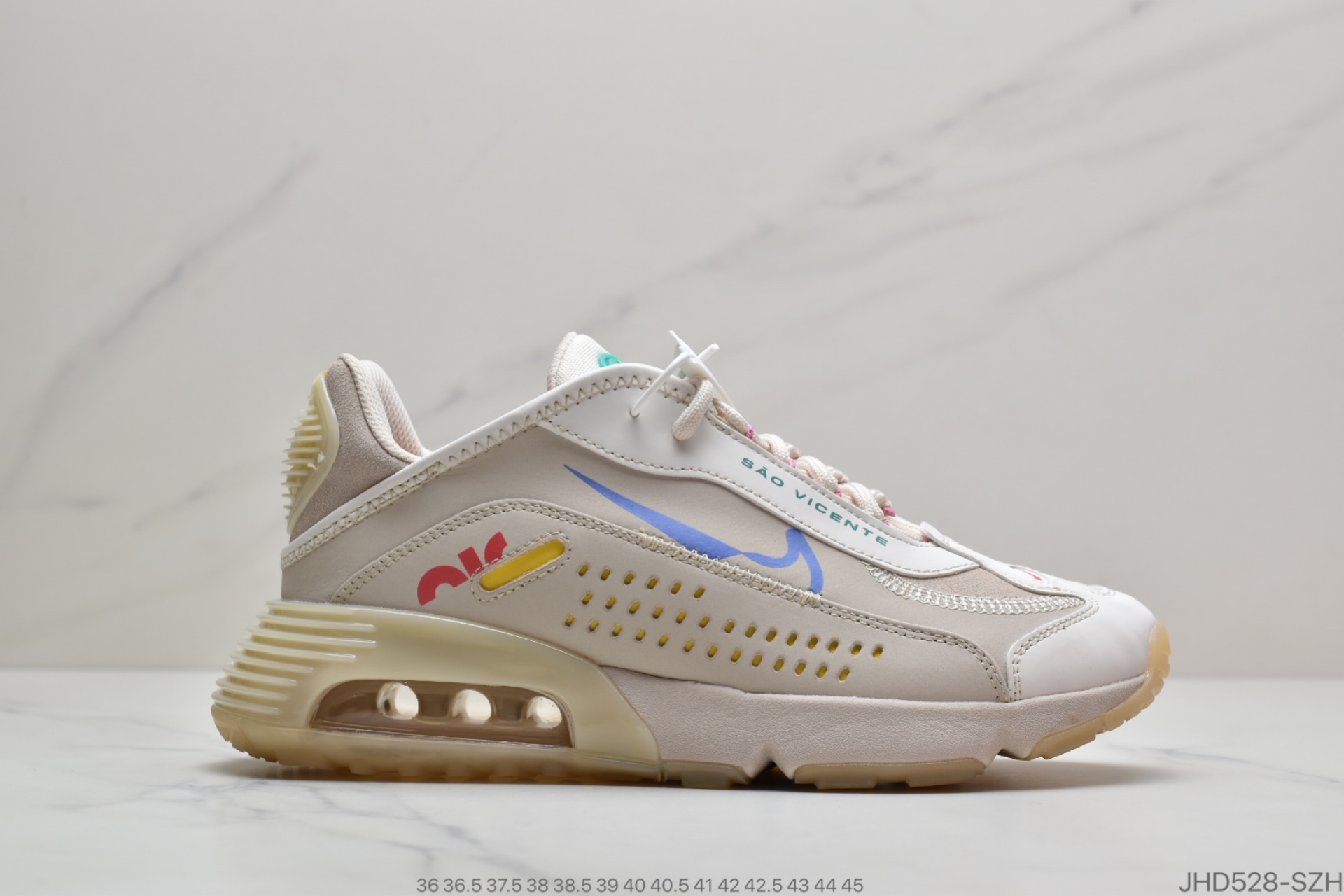 190 Neymar Jr x 耐克Nike Air Max 2090”Neymar Jr”未来科幻太空气垫休闲运动慢跑鞋“麂皮浅沙棕粉蓝绿黄拼色”CU9371-100