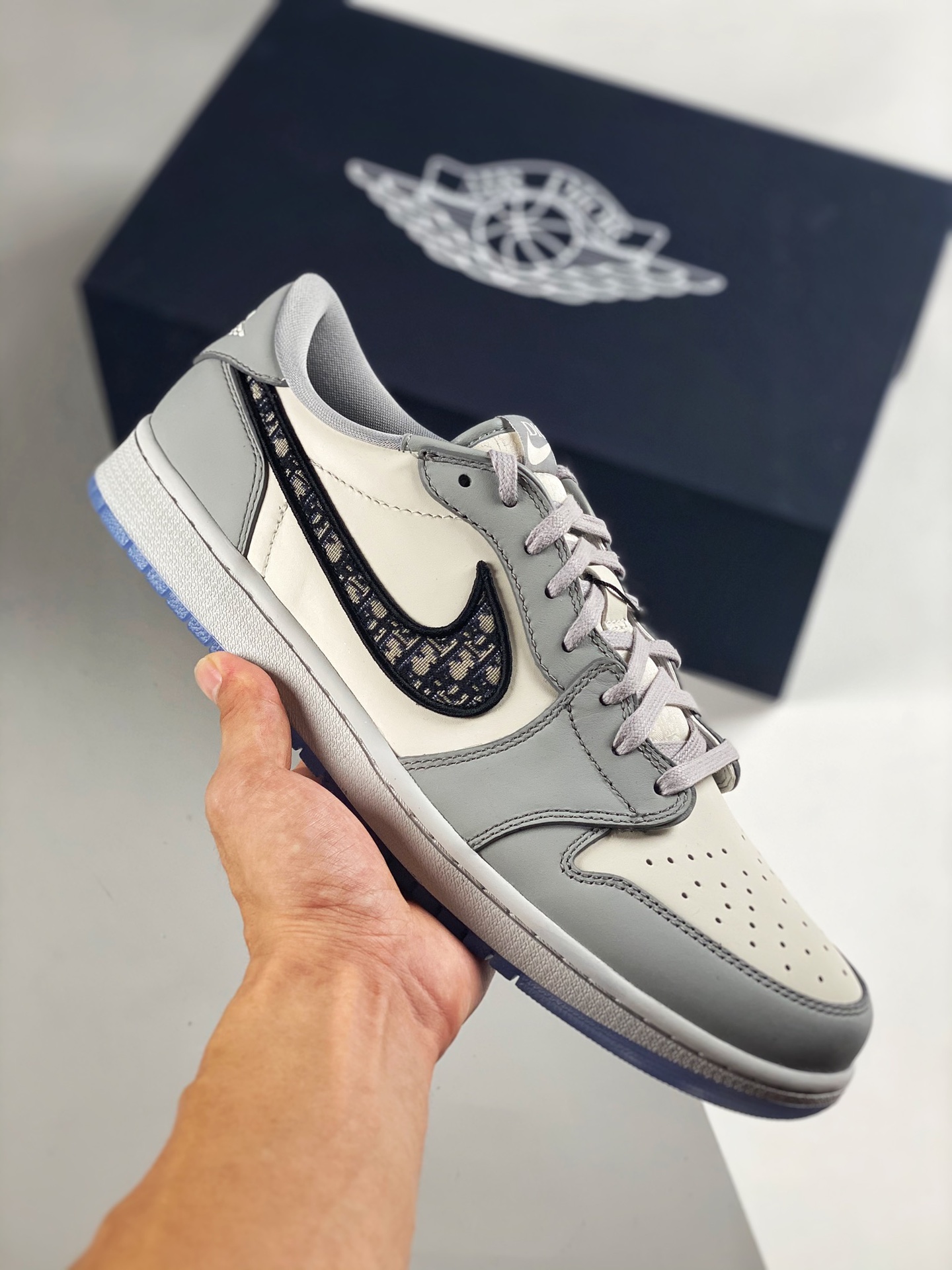 Apoyo pago contra reembolso 10 Dior X Air Jordan 1 Low Blanco y gris, comercio exterior puramente original, se compraro…