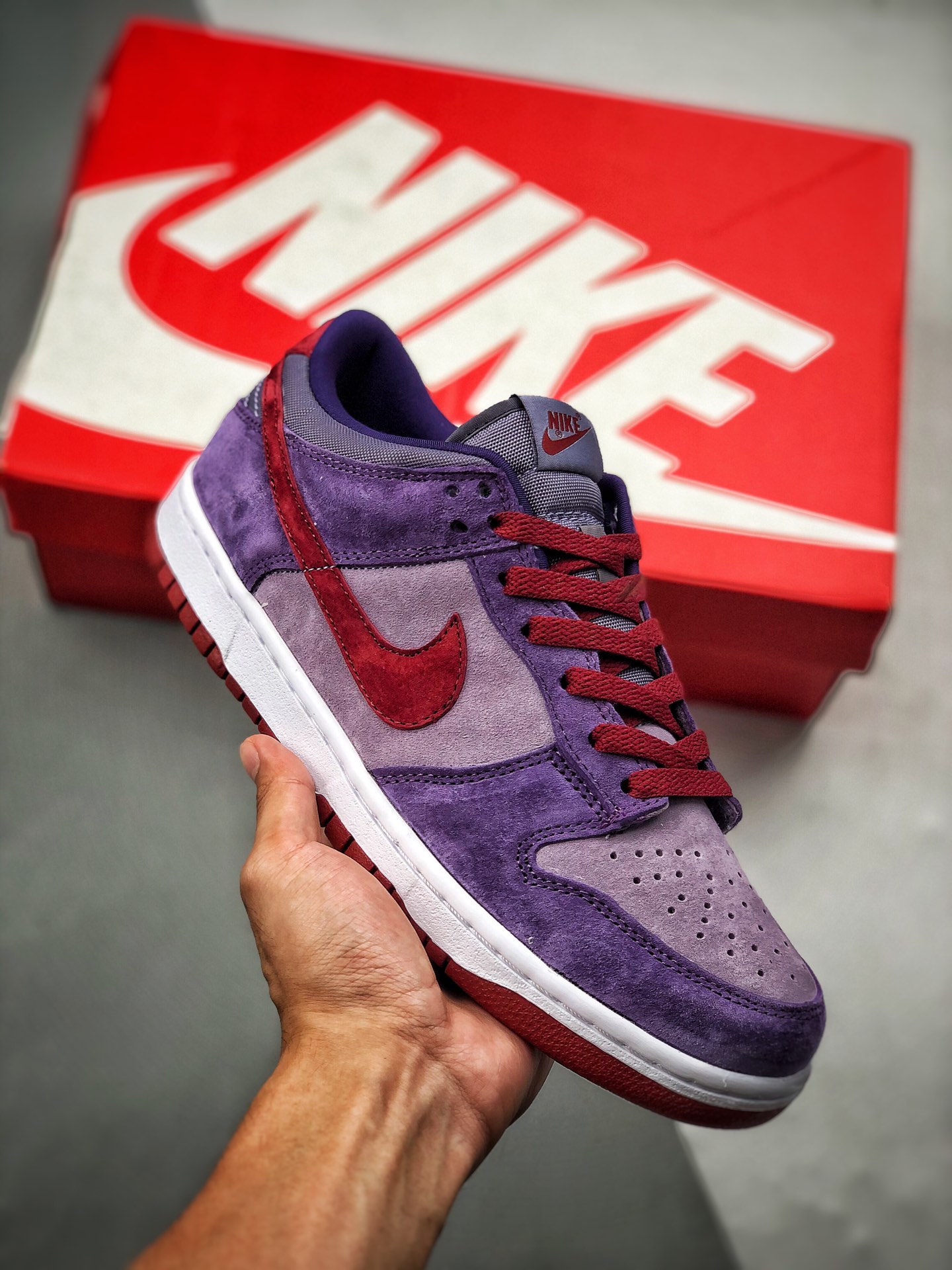 Nike Dunk SB 'Plum' púrpura frambuesa, color ciruela, fábrica grande original pura, desarrollo con horma y papel origin…