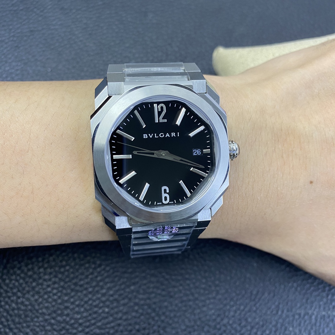 [BVLGARI Watches]BV Bvlgari OCTO series Steel belt black plate with genuine or