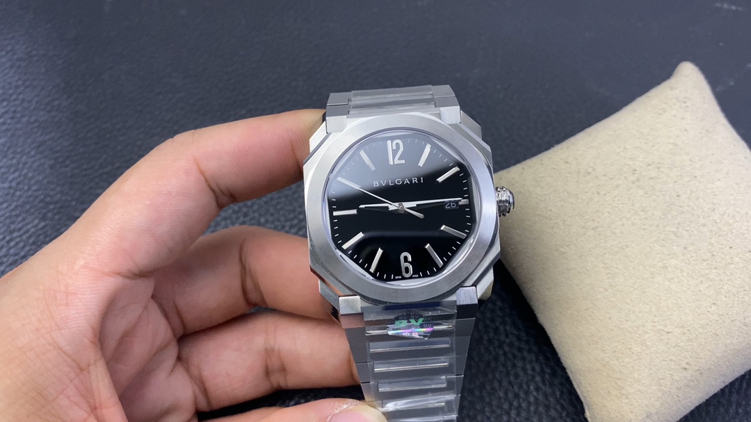 [BVLGARI Watches]BV Bvlgari OCTO series Steel belt black plate with genuine or