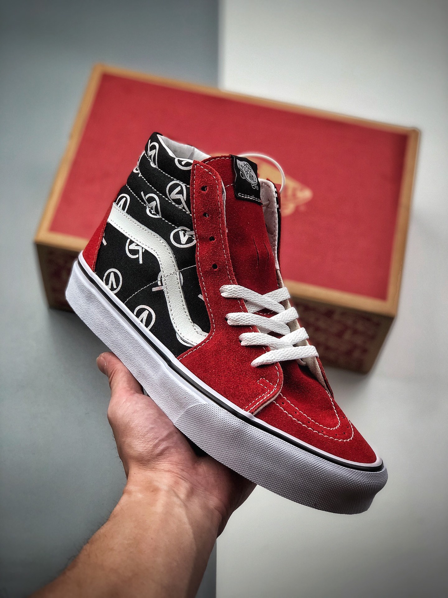 160   Vans SK8-Mid Circle V Logo 黑红色经典高帮