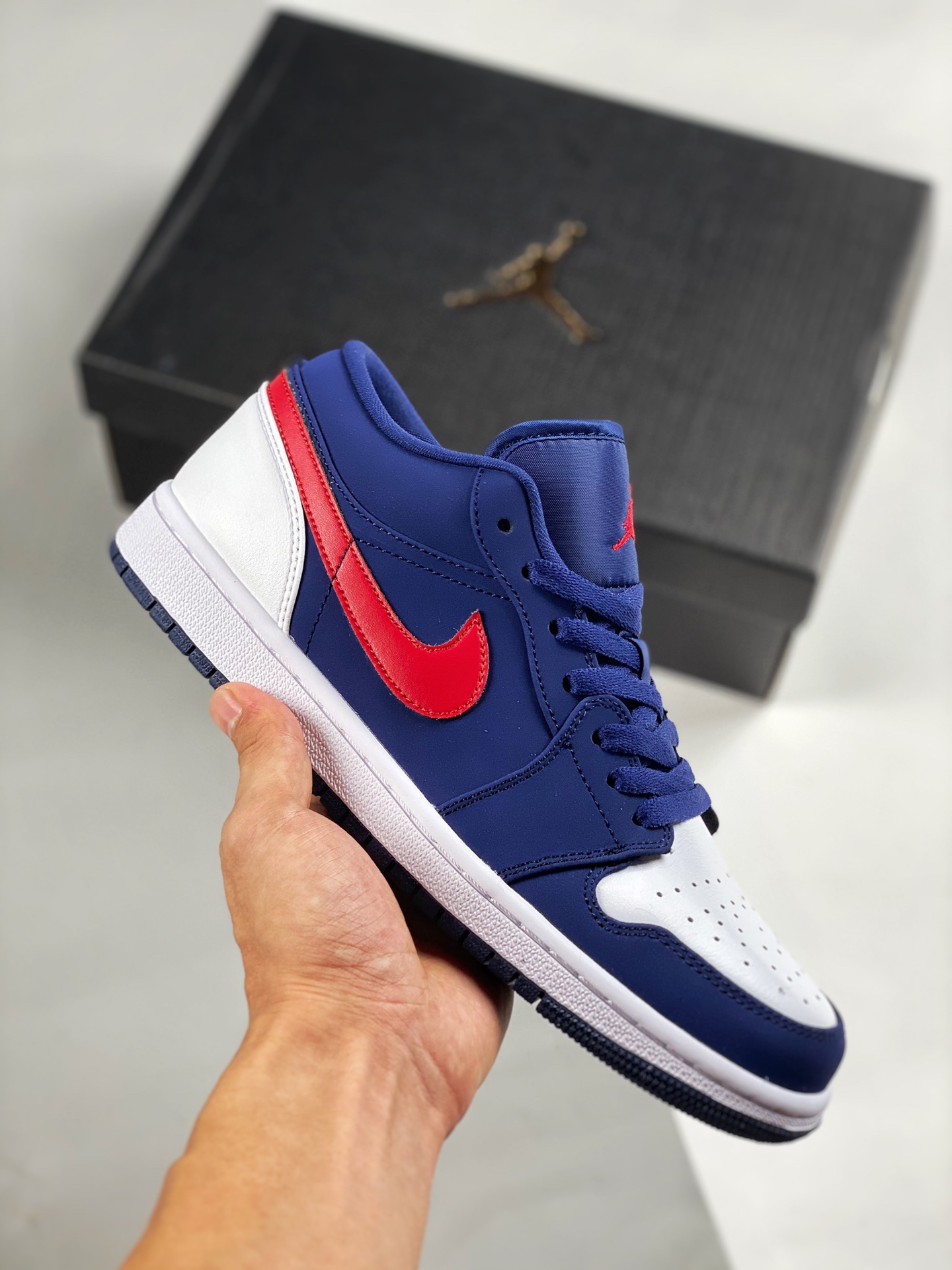 Apoyo pago contra reembolso 2 Air Jordan 1 LOW Azul y rojo Patriota AJ1 de caña baja, zapatilla casual, color oficial s…