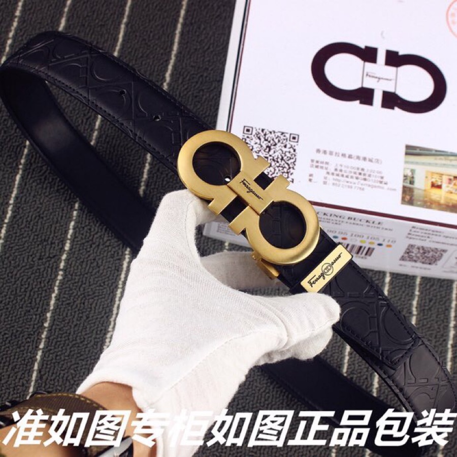 Ceinture Salvatore Ferragamo en cuir noir avec boucle emblématique Gancini