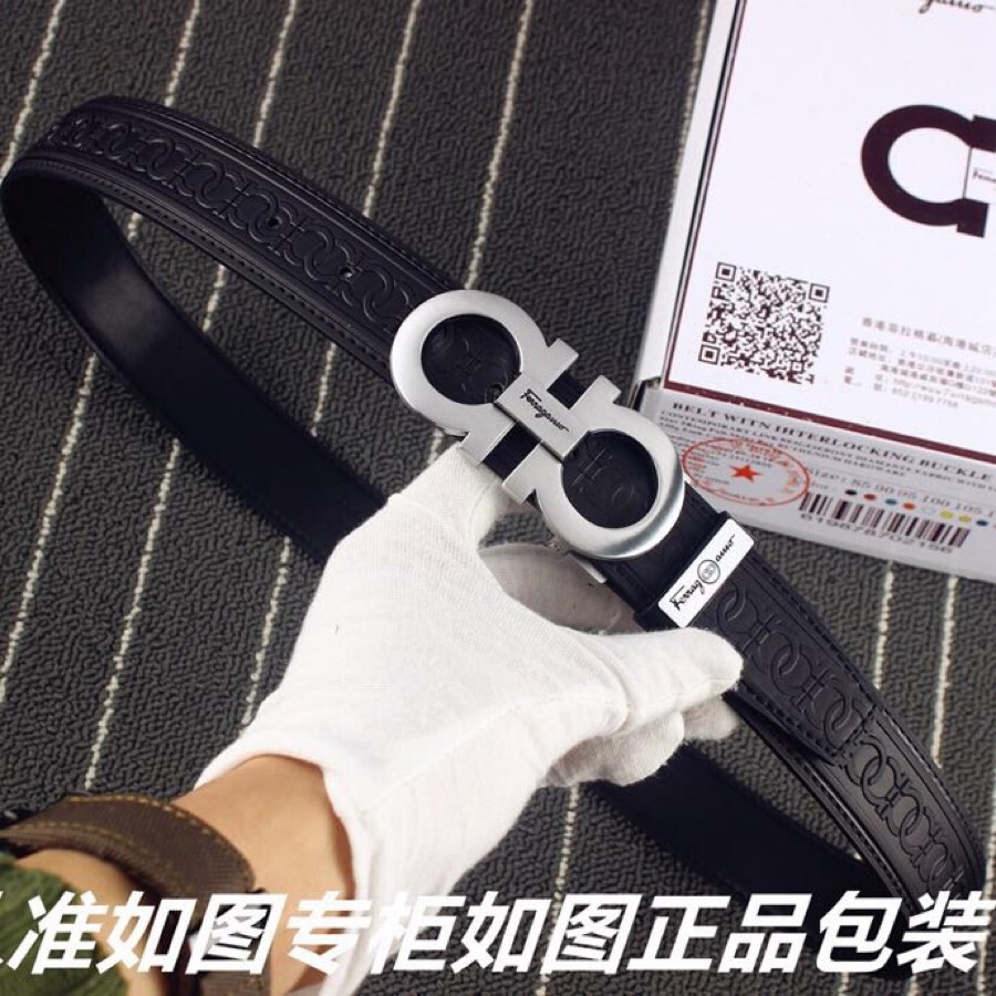 Ferragamo Men's Leather Belt | Reversible with Buckle | Original Quality