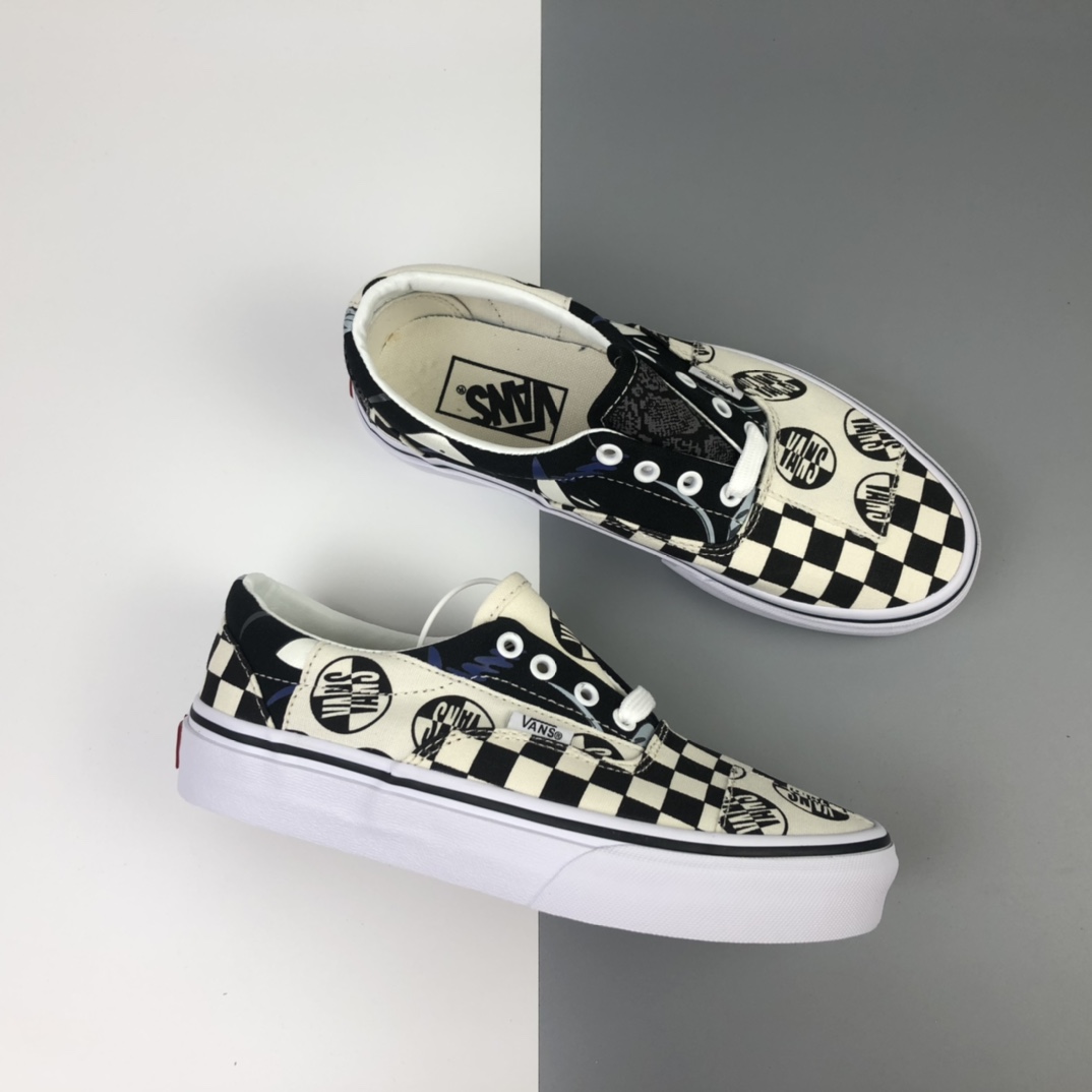 150 Vans Era Logo 白腰果花复古印花拼接阴阳棋盘格 VN-0OZDGEY