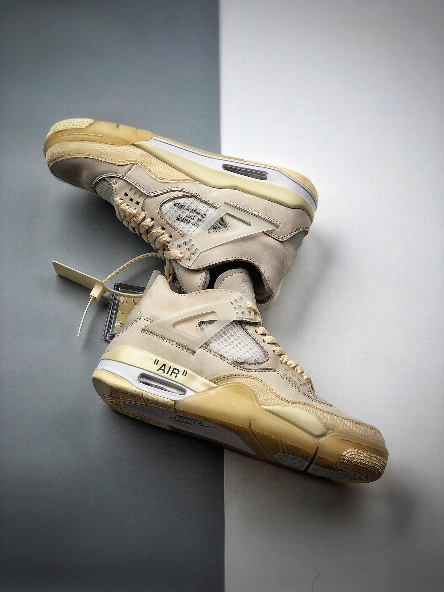 500 Off-White x Air Jordan 4   ”Cream/Sail”“OW联名沙浅棕米 CV9388-100