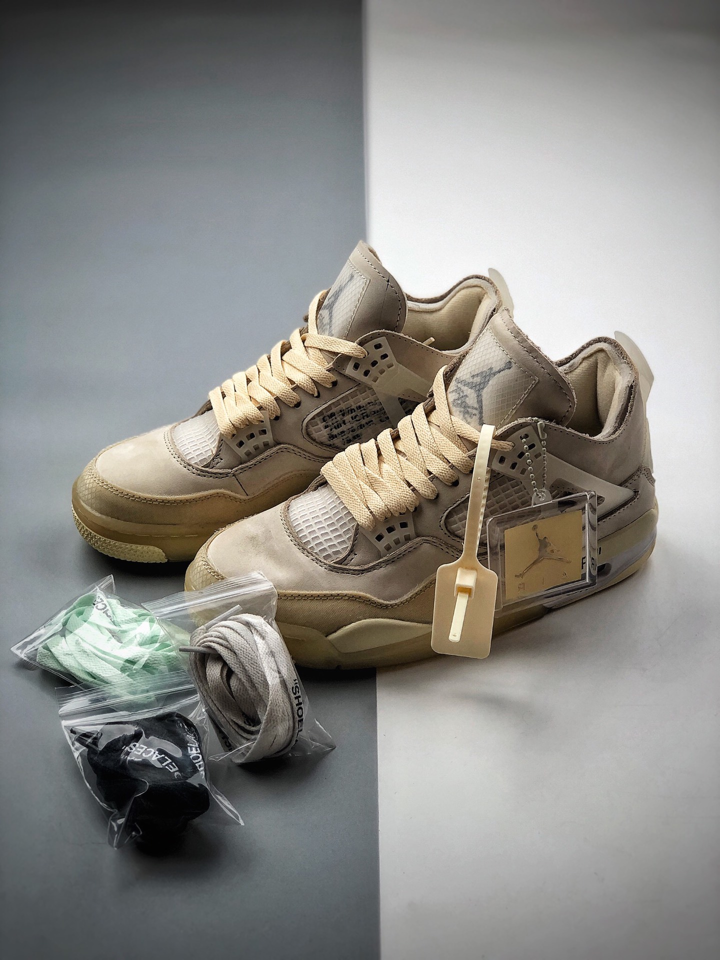 500 Off-White x Air Jordan 4   ”Cream/Sail”“OW联名沙浅棕米 CV9388-100