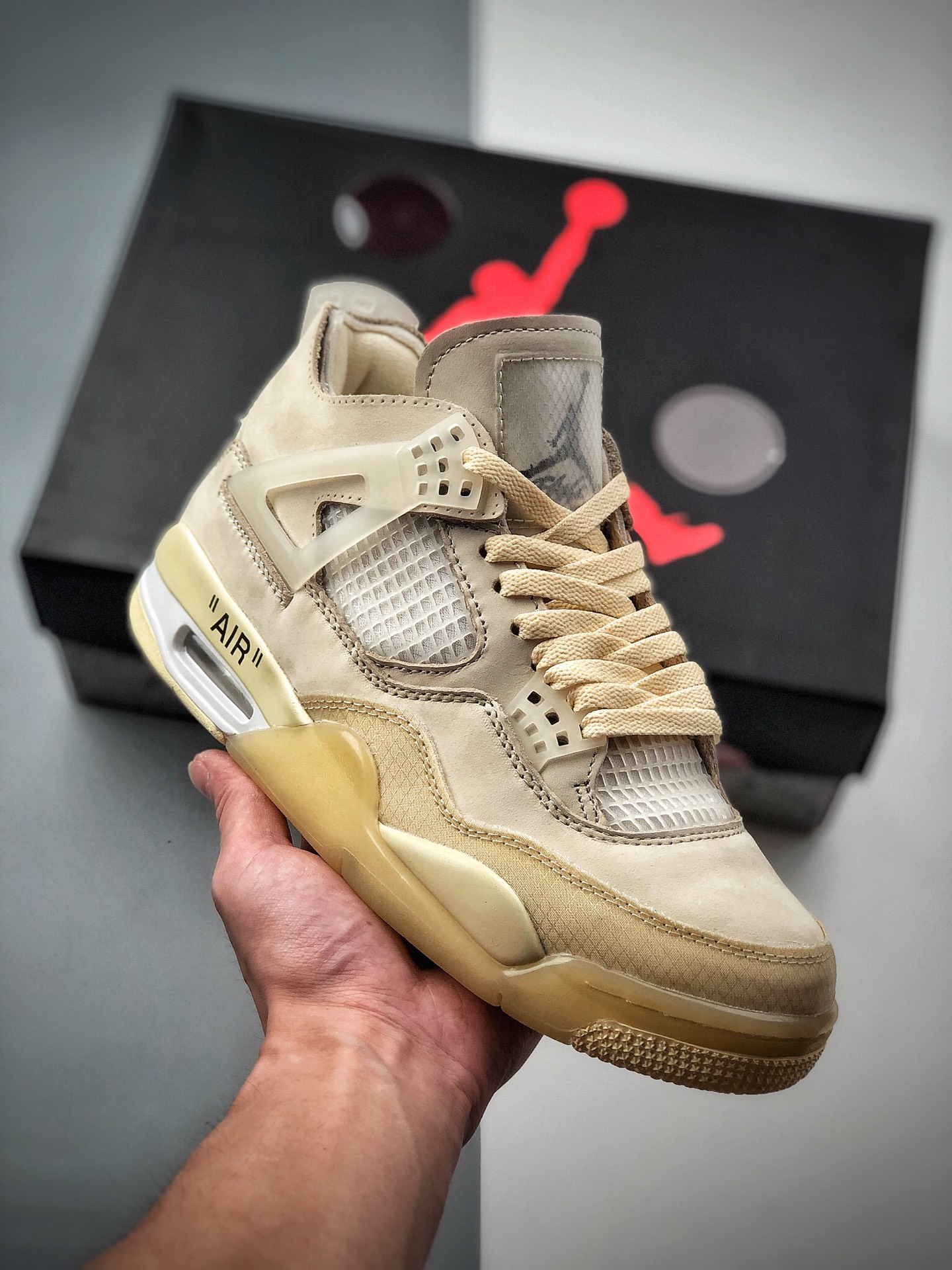 500 Off-White x Air Jordan 4   ”Cream/Sail”“OW联名沙浅棕米 CV9388-100