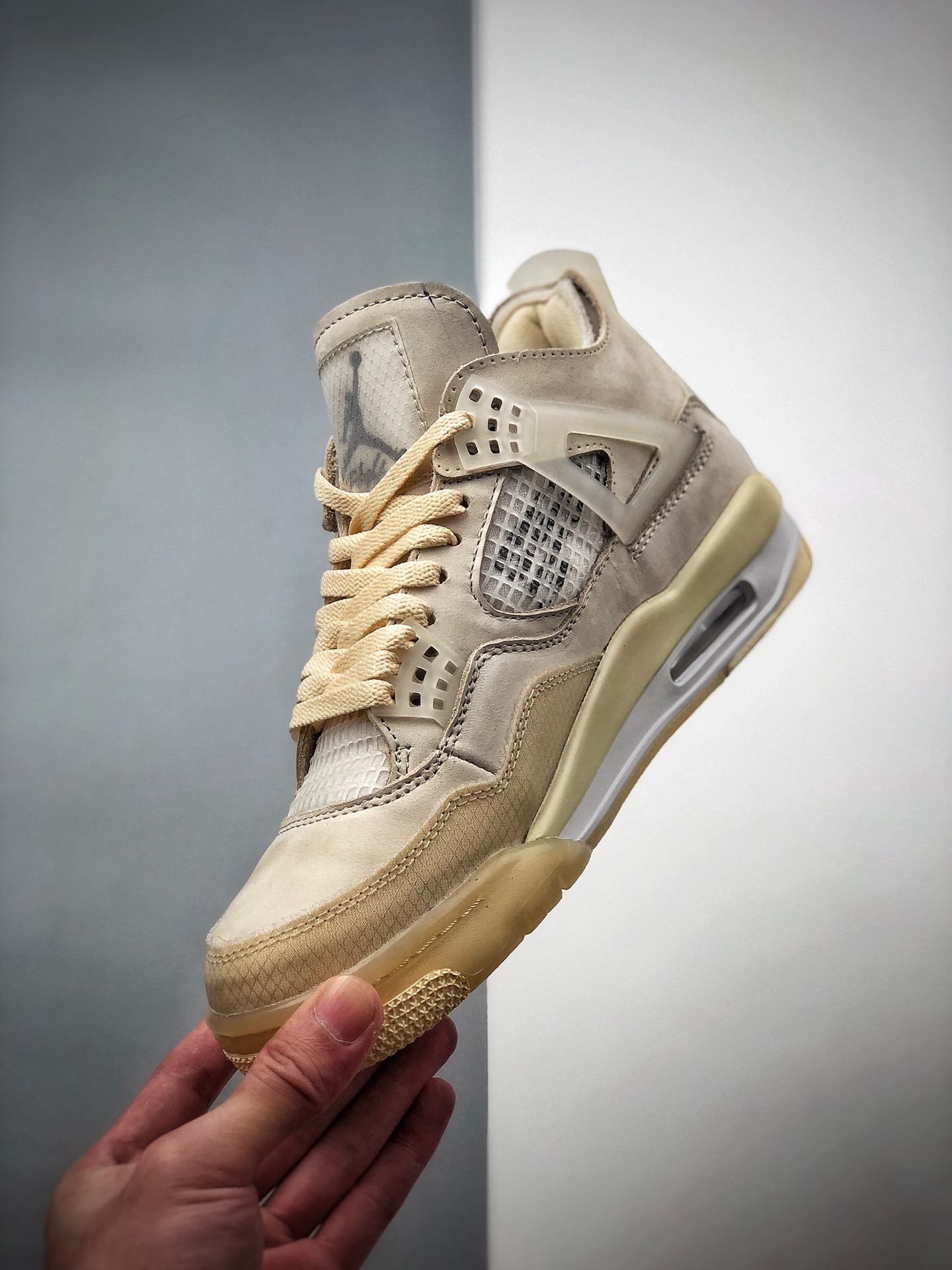 500 Off-White x Air Jordan 4   ”Cream/Sail”“OW联名沙浅棕米 CV9388-100