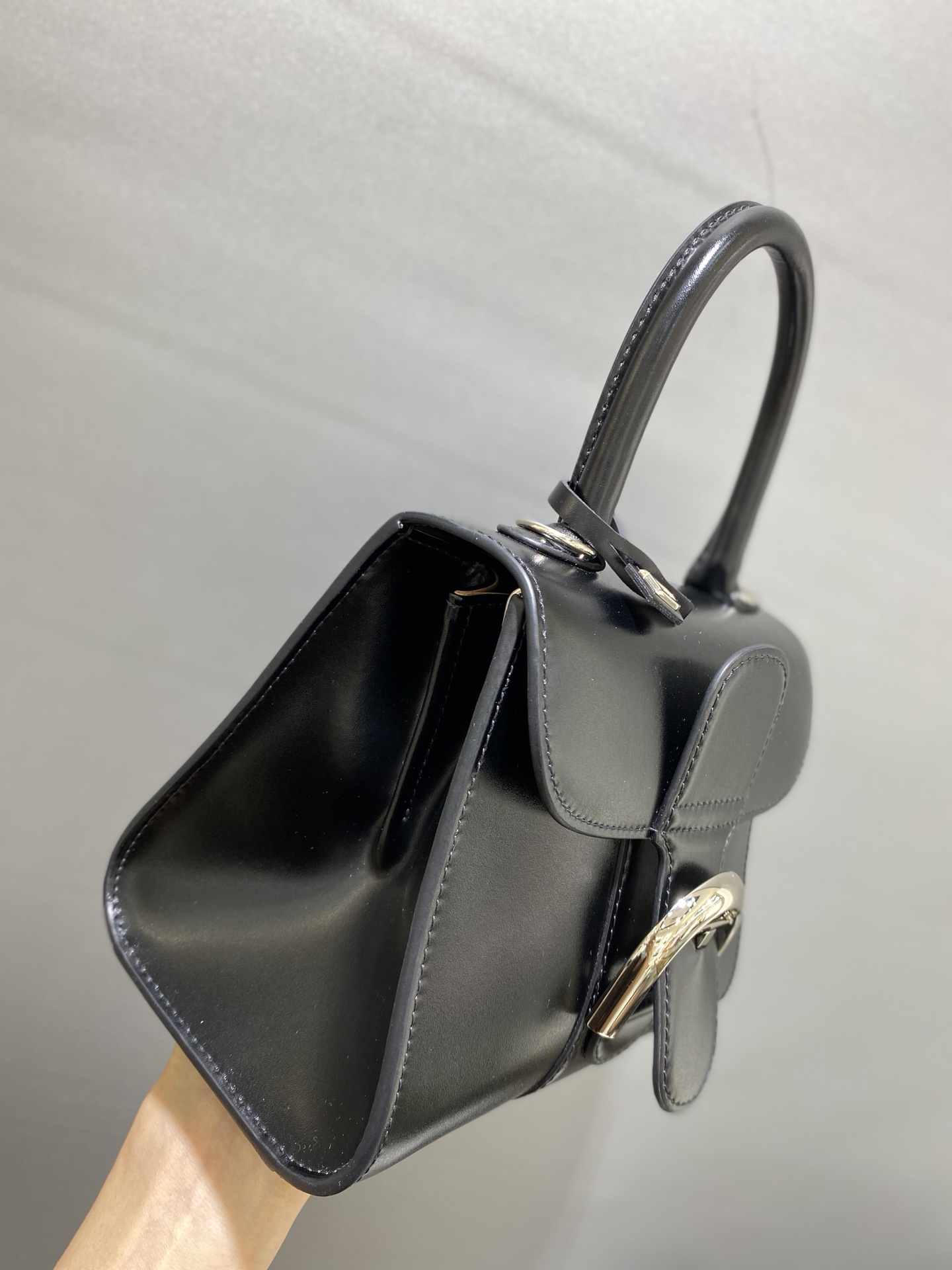 黑色银扣比利时皇家御用品牌顶级原单Delvaux新版双环brillantbox皮现货️小羊皮内里配套可调