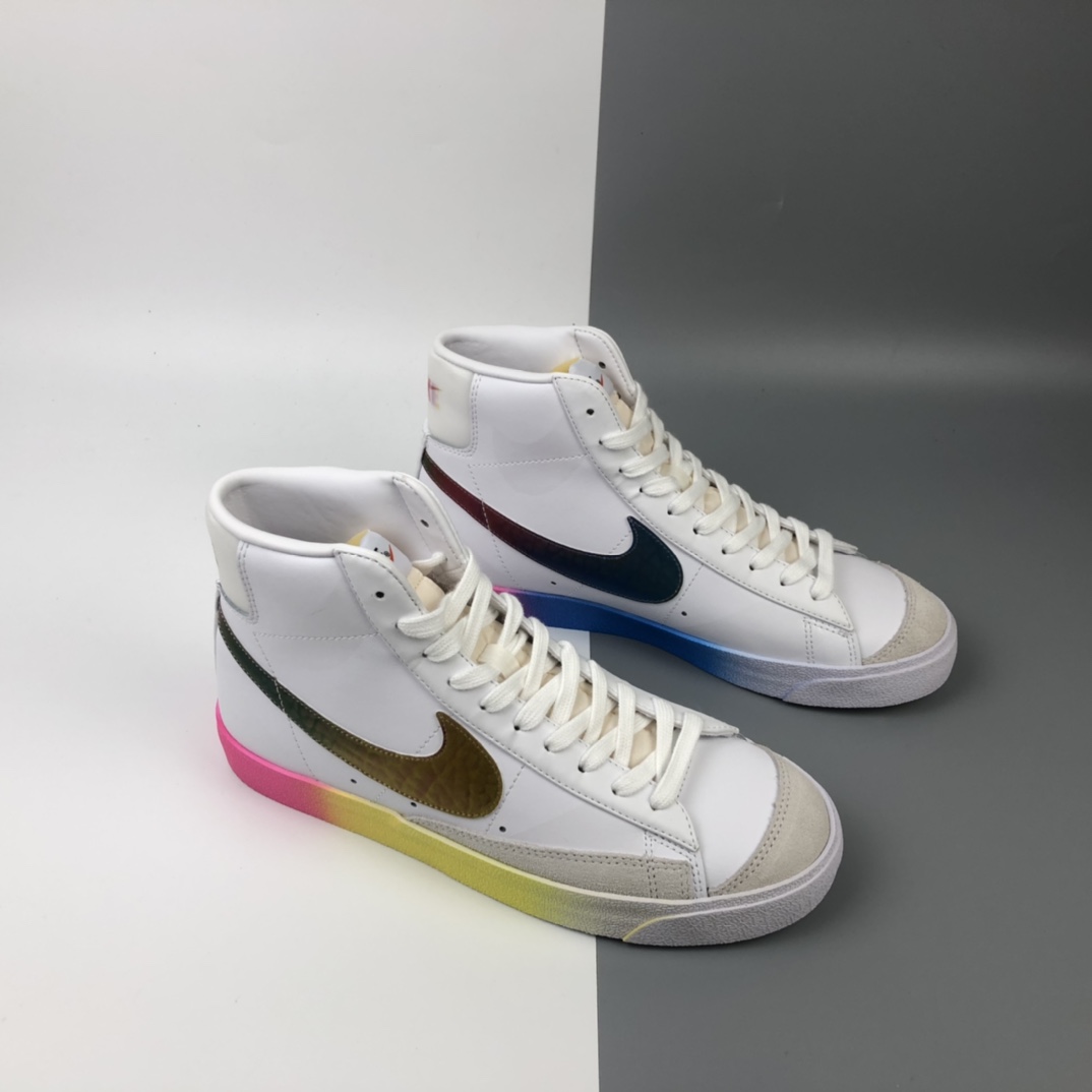 190 NIKE BLAZER LOW The New Way 耐克开拓者高帮板鞋  白七彩渐变 CZ8653-136