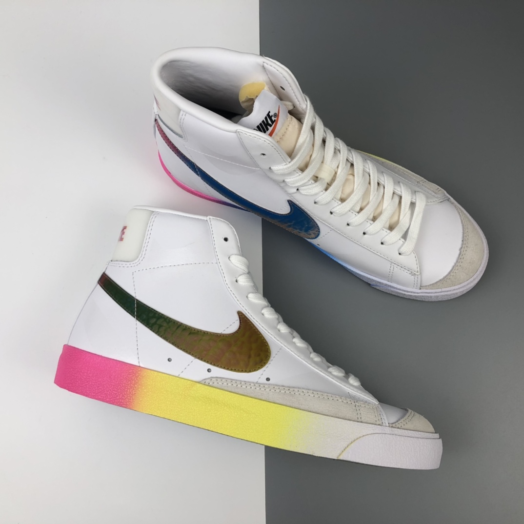 190 NIKE BLAZER LOW The New Way 耐克开拓者高帮板鞋  白七彩渐变 CZ8653-136