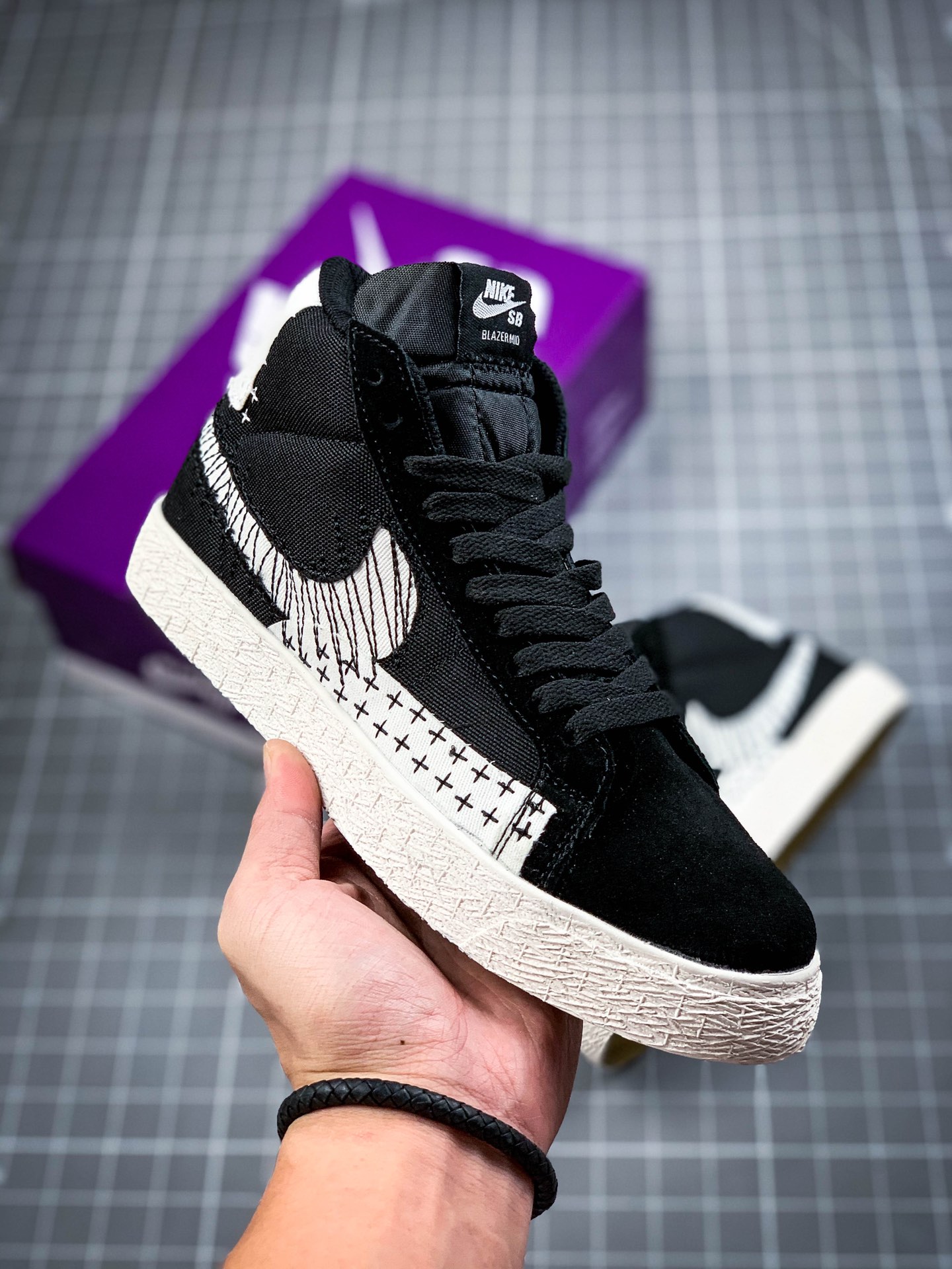 180  耐克Nike SB Blazer Mid Premium”Sashiko Sesame” 经典开拓木屑纹中帮百搭休闲运动板鞋CT0715-200-400-424