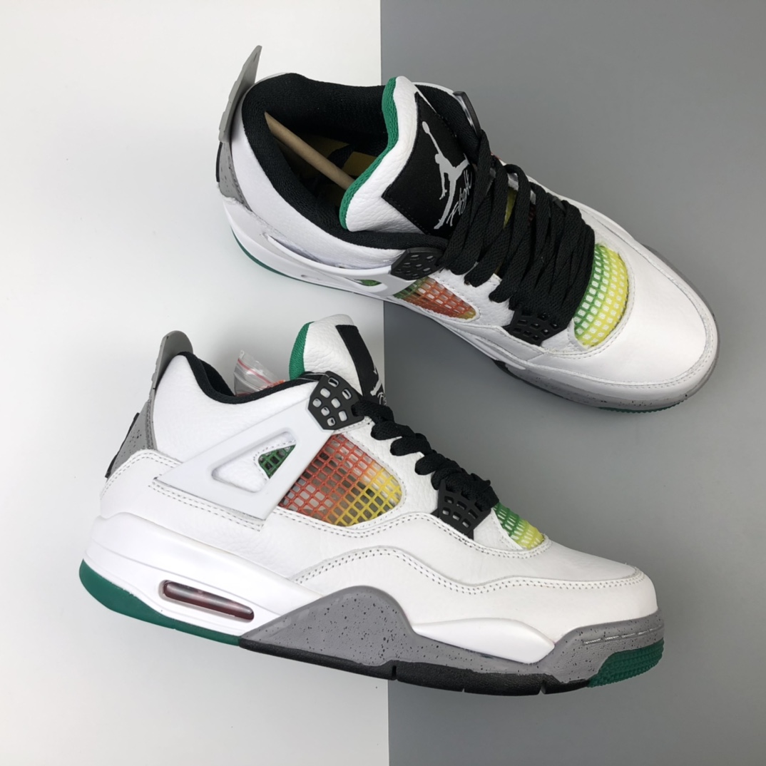360 Air Jordan 4 Retro “Lucid Green” 白绿 牙买加 AJ4代中帮复古休闲运动文化篮球鞋 AQ9129-100