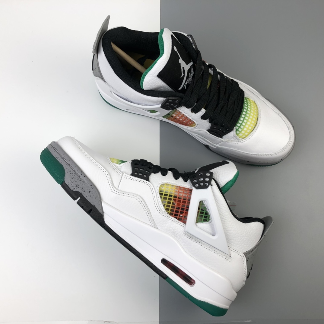 360 Air Jordan 4 Retro “Lucid Green” 白绿 牙买加 AJ4代中帮复古休闲运动文化篮球鞋 AQ9129-100