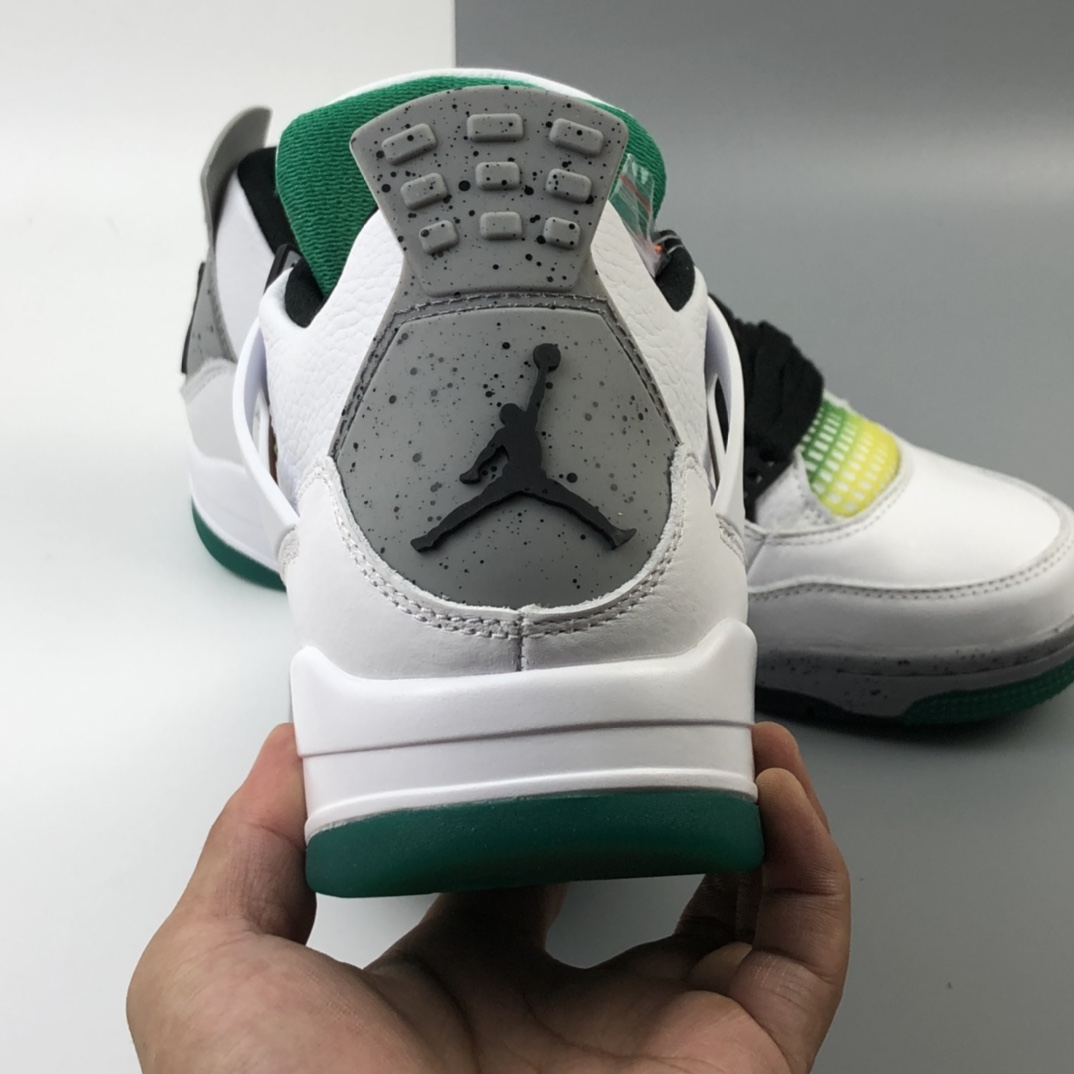 360 Air Jordan 4 Retro “Lucid Green” 白绿 牙买加 AJ4代中帮复古休闲运动文化篮球鞋 AQ9129-100