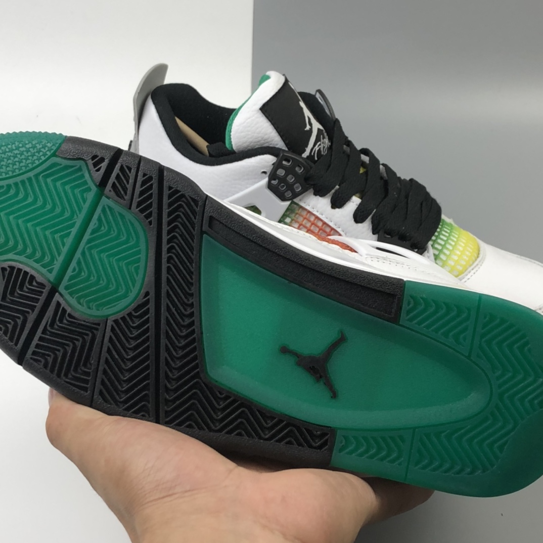 360 Air Jordan 4 Retro “Lucid Green” 白绿 牙买加 AJ4代中帮复古休闲运动文化篮球鞋 AQ9129-100