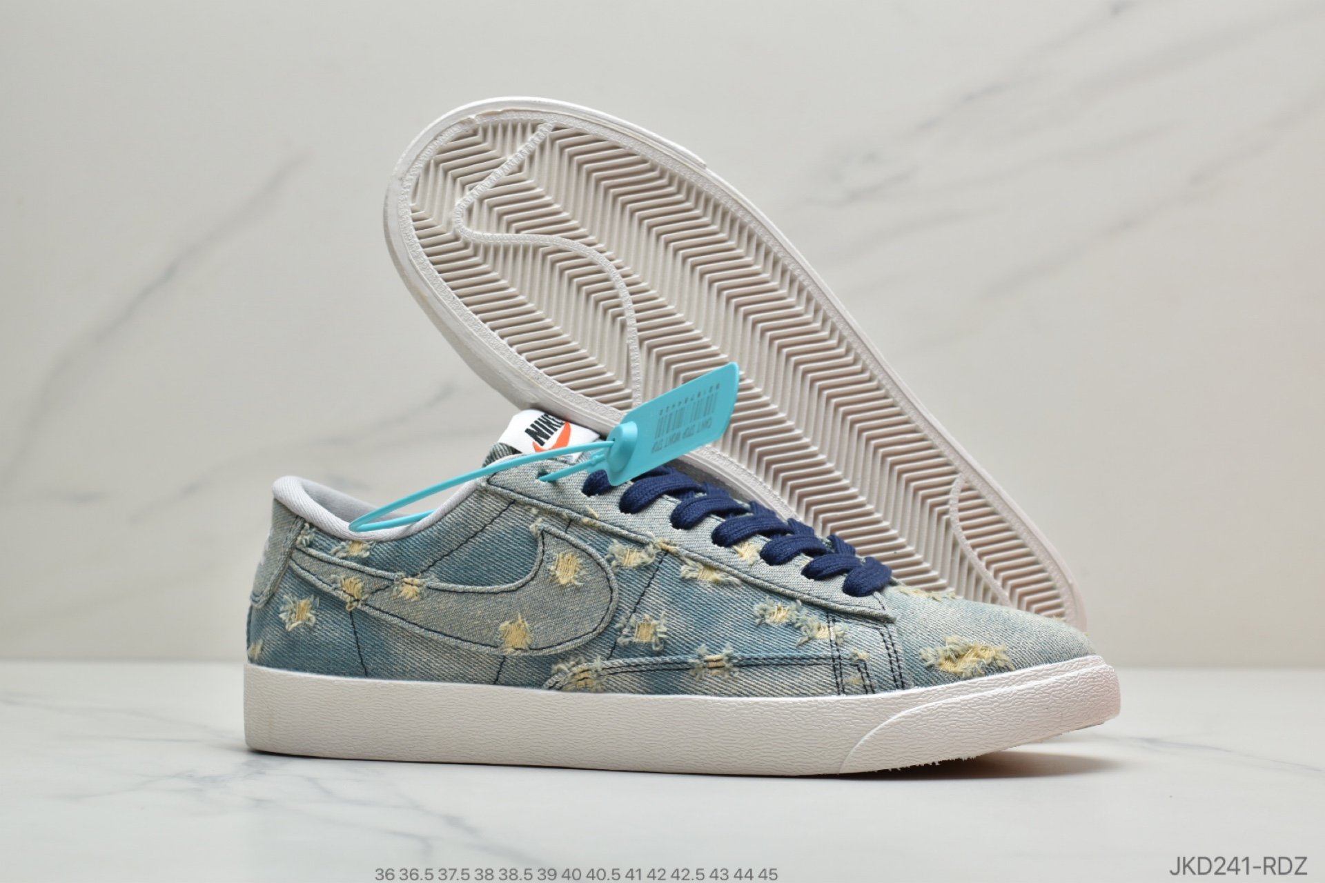 160 公司级耐克Nike Blazer Mid x Levi's Strauss 开拓者破洞牛仔 低帮百搭休闲运动板鞋