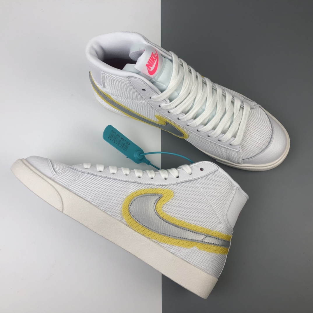 180 Nike Blazer Mid '1977 Vintage WE 白灰  黄晕染 耐克开拓者系列高帮百搭休闲运动板鞋 CZ8105-100