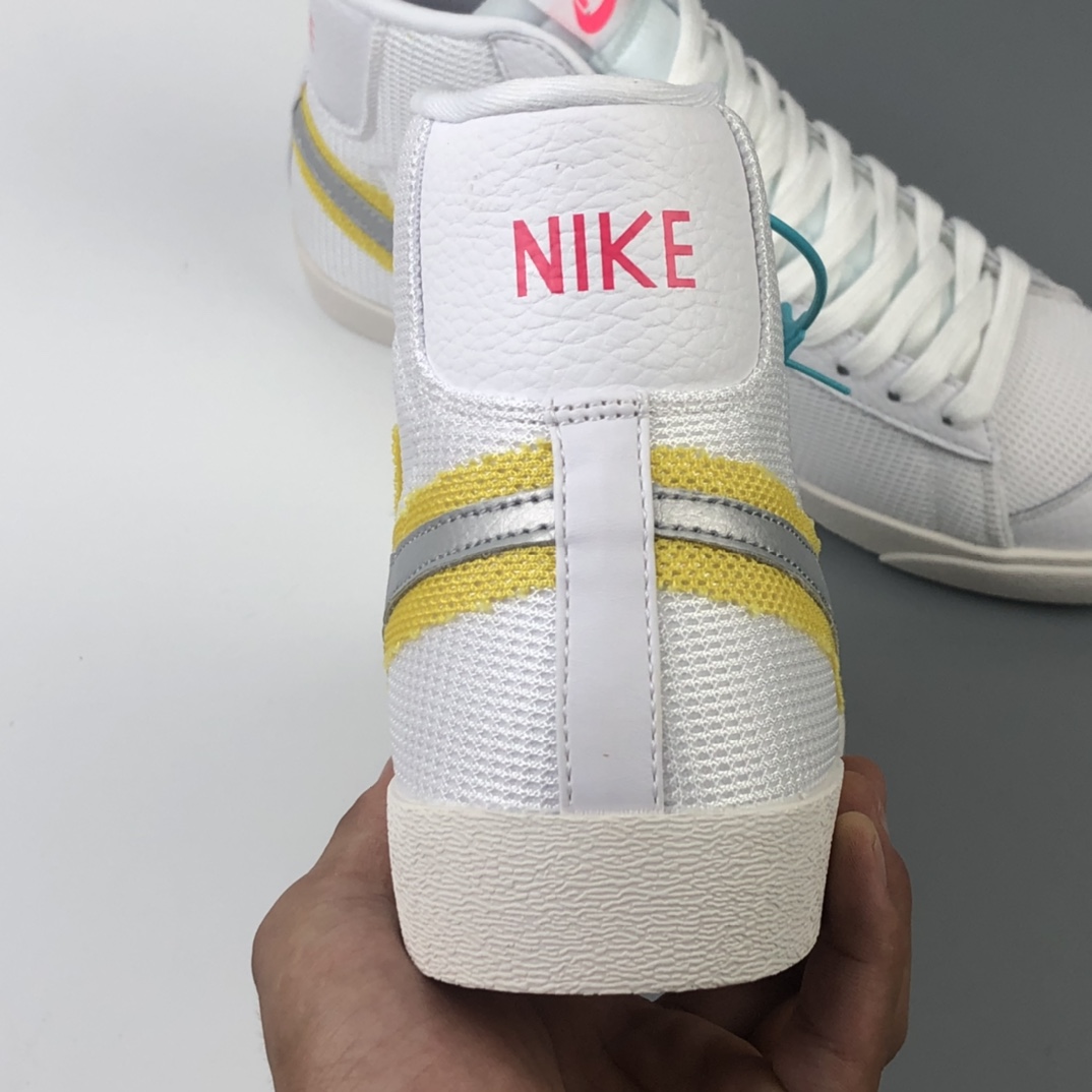 180 Nike Blazer Mid '1977 Vintage WE 白灰  黄晕染 耐克开拓者系列高帮百搭休闲运动板鞋 CZ8105-100
