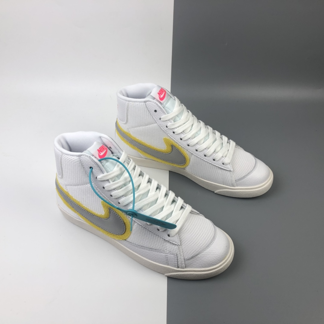 180 Nike Blazer Mid '1977 Vintage WE 白灰  黄晕染 耐克开拓者系列高帮百搭休闲运动板鞋 CZ8105-100