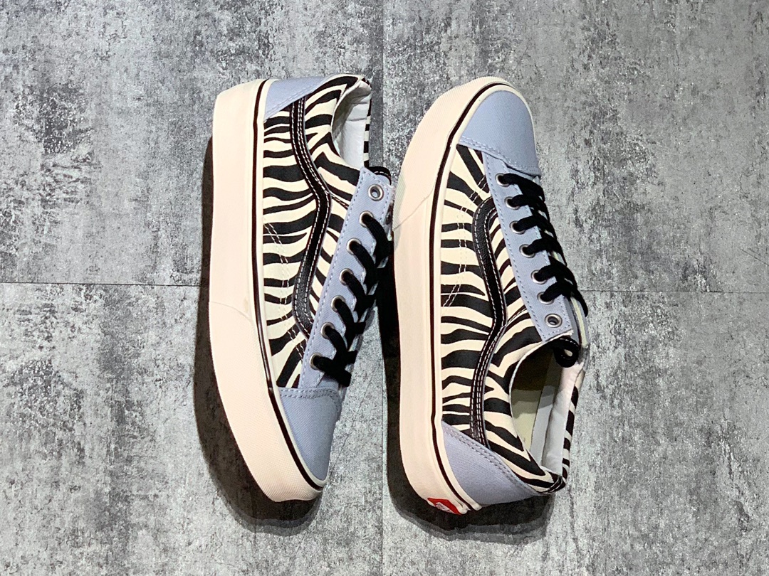 150  Vans Style 36 OG 万斯 斑马纹 雾霾蓝 灰蓝 低帮硫化帆布鞋 43 44