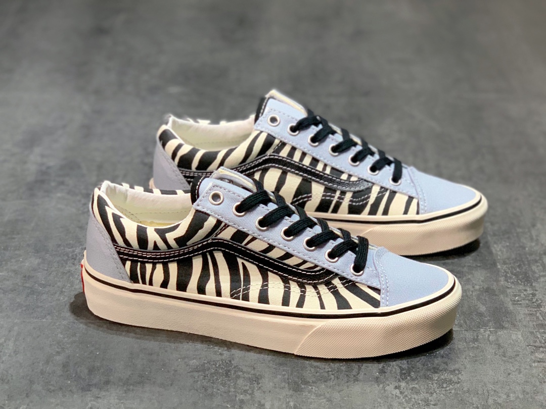 150  Vans Style 36 OG 万斯 斑马纹 雾霾蓝 灰蓝 低帮硫化帆布鞋 43 44