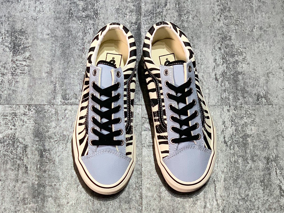 150  Vans Style 36 OG 万斯 斑马纹 雾霾蓝 灰蓝 低帮硫化帆布鞋 43 44