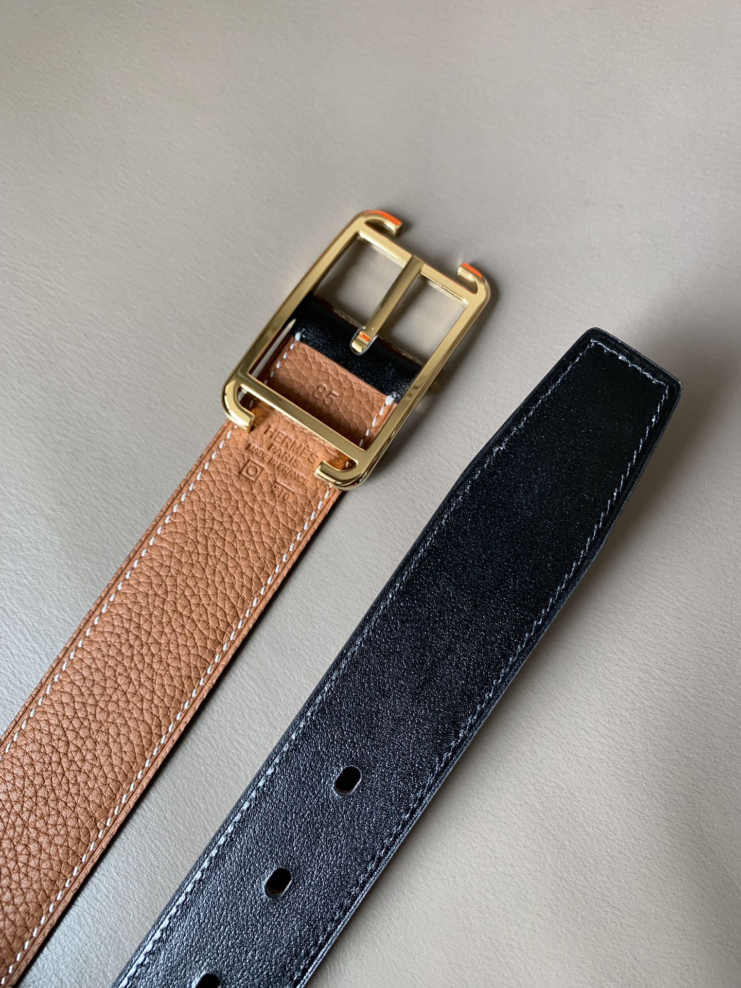 p185⛵️顶级代购级 HERMES 爱马仕 男士腰带 专柜同款 Society 双面用腰带 宽3.2cm精品抛光皮带扣 Box和Togo小牛皮双面皮 简约优雅 奢华 原单品质.