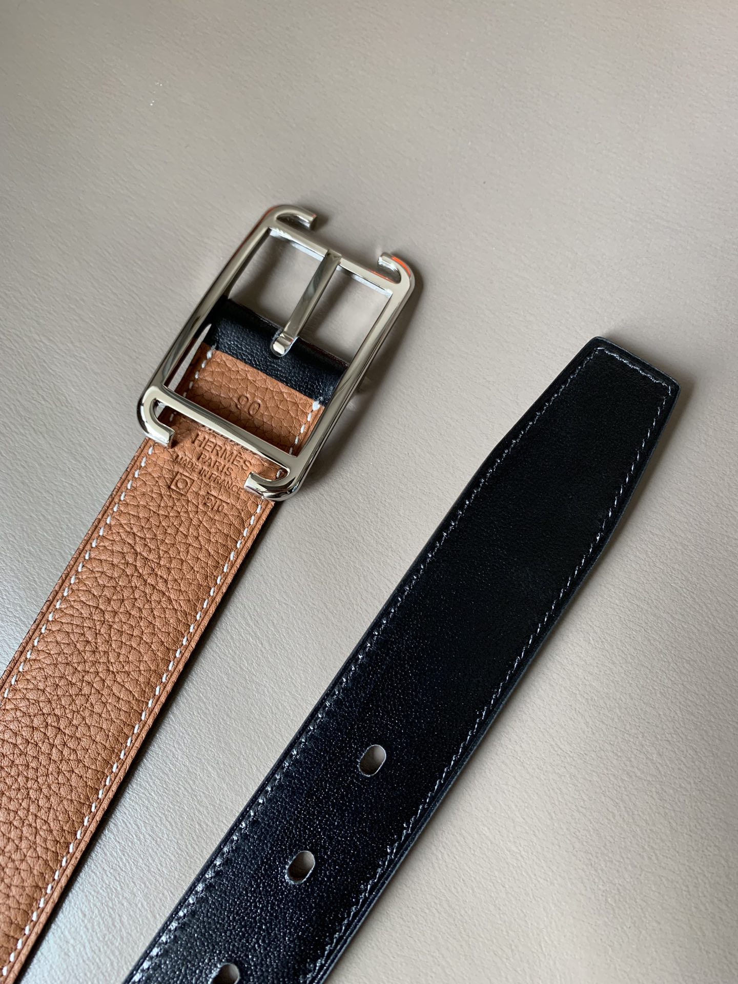 p185⛵️顶级代购级 HERMES 爱马仕 男士腰带 专柜同款 Society 双面用腰带 宽3.2cm精品抛光皮带扣 Box和Togo小牛皮双面皮 简约优雅 奢华 原单品质.