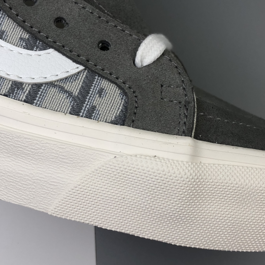 150 Dior x Vans Sk8-Mid 万斯中帮迪奥联名“岩石灰刺绣CD重影”鲜美系列帆布硫化板鞋 VN0A3WSDRW23