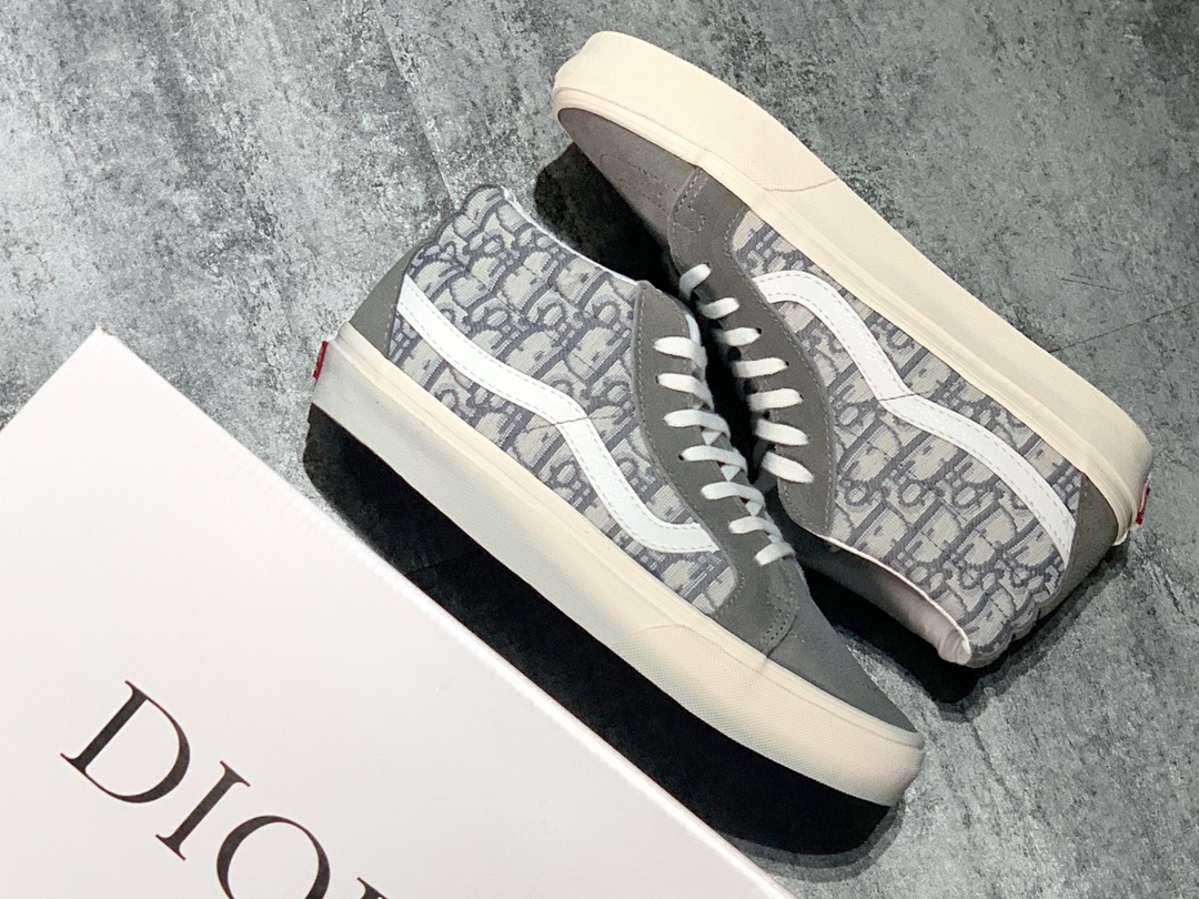 150 Dior x Vans Mid 中帮 迪奥联名 高级灰色刺绣CD重影