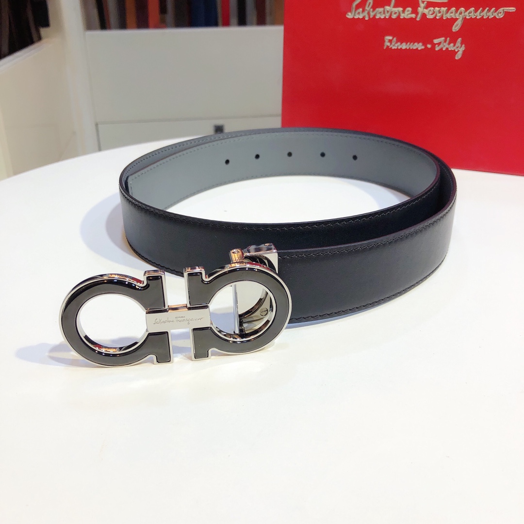[Ferragamo Belts]Ferragamo Ferragamo.Boutique pure copper hardware with plai