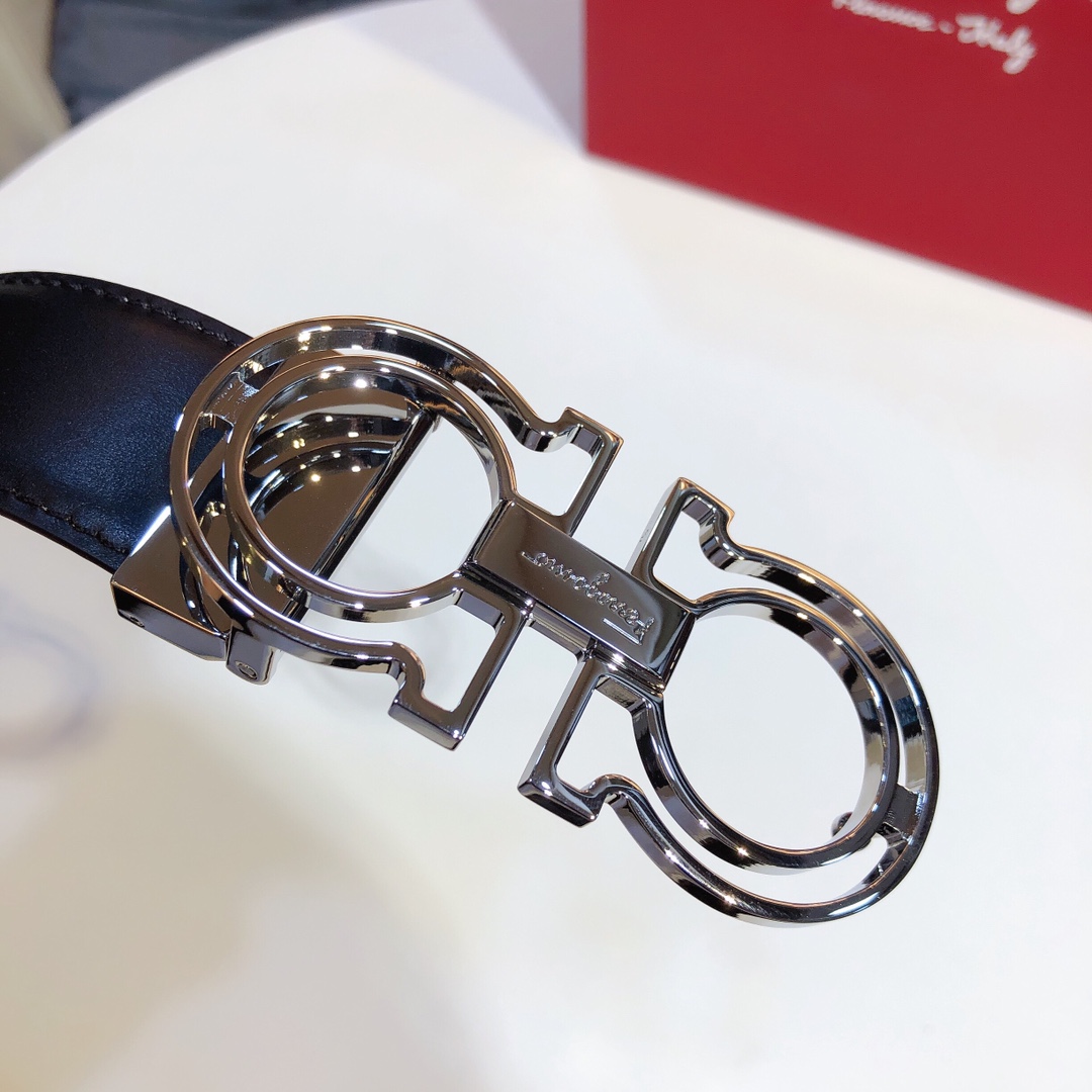 [Ferragamo Belts]Ferragamo Ferragamo.Boutique pure copper hardware with plai